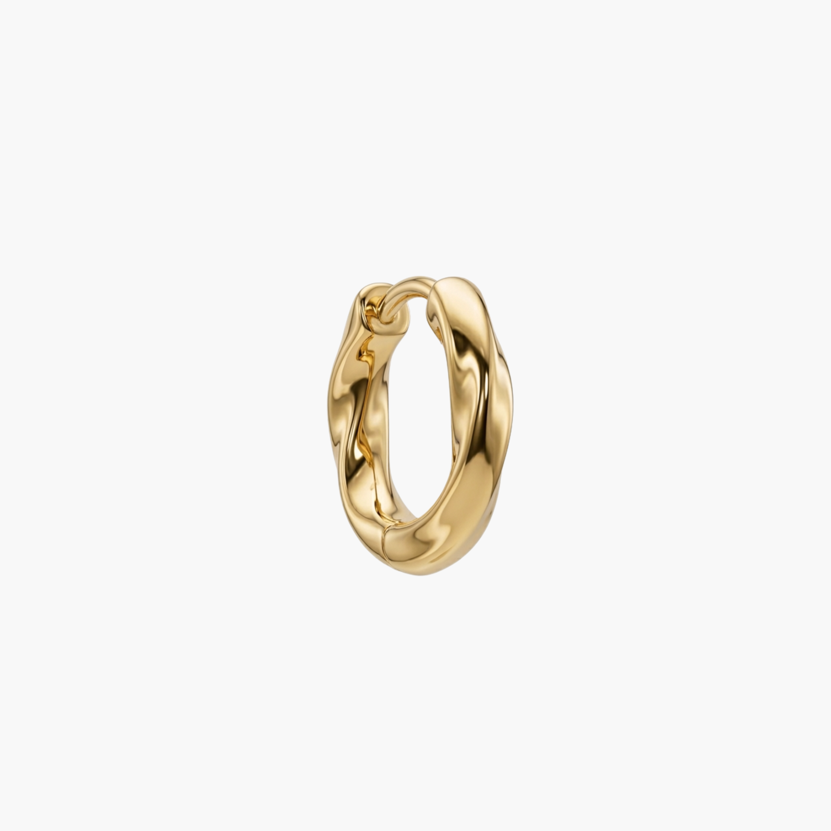 MONO ORECCHINO TWISTED - orecchino singolo a cerchio da uomo attorcigliato a vite in acciaio oro o argento