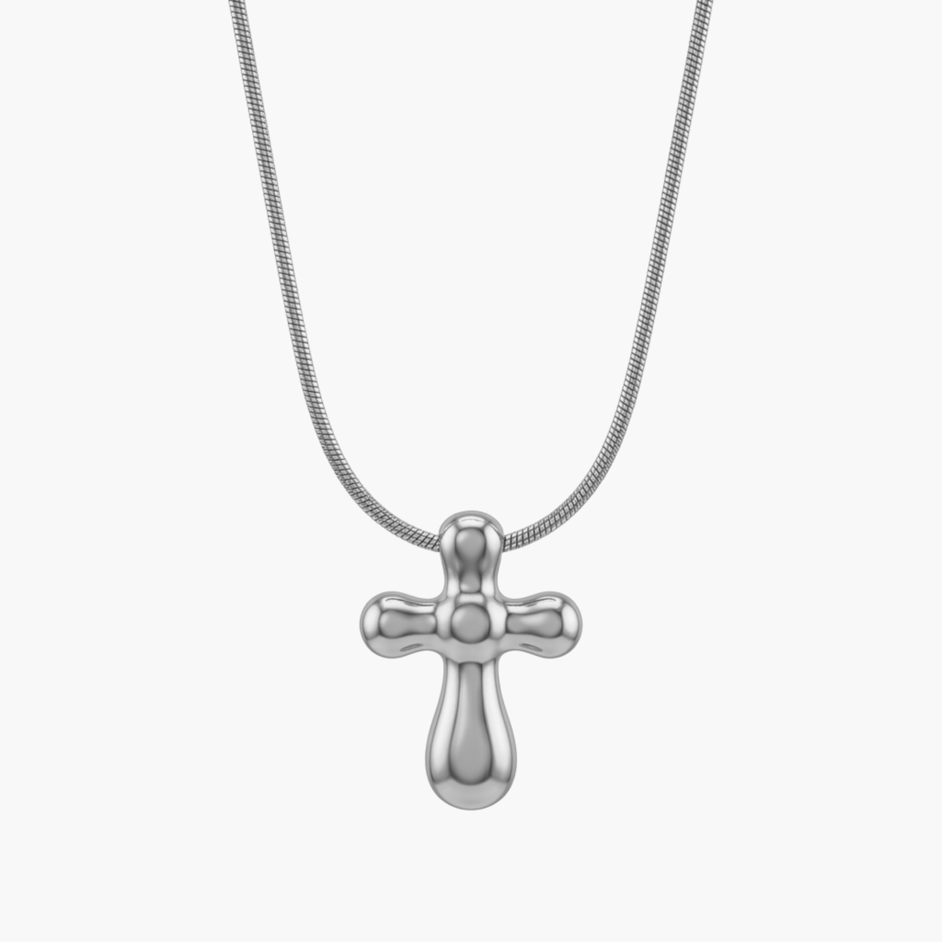 COLLANA CROCE BOLD - collana da uomo con ciondolo croce bombata liscia completa di catenina in acciaio oro