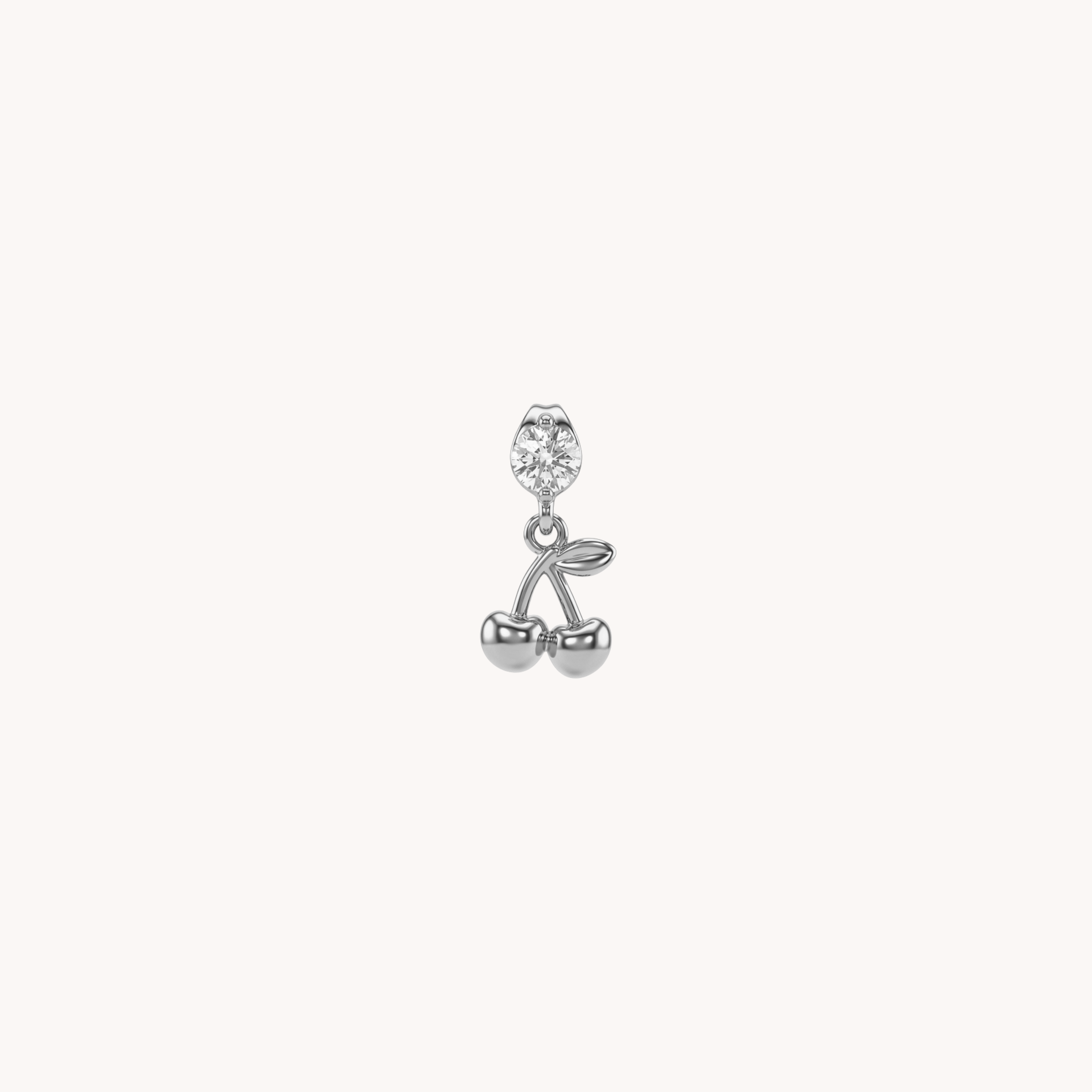 MONO ORECCHINO CHERRY - orecchino singolo pendente a forma di ciliegia con zircone brillante in acciaio
