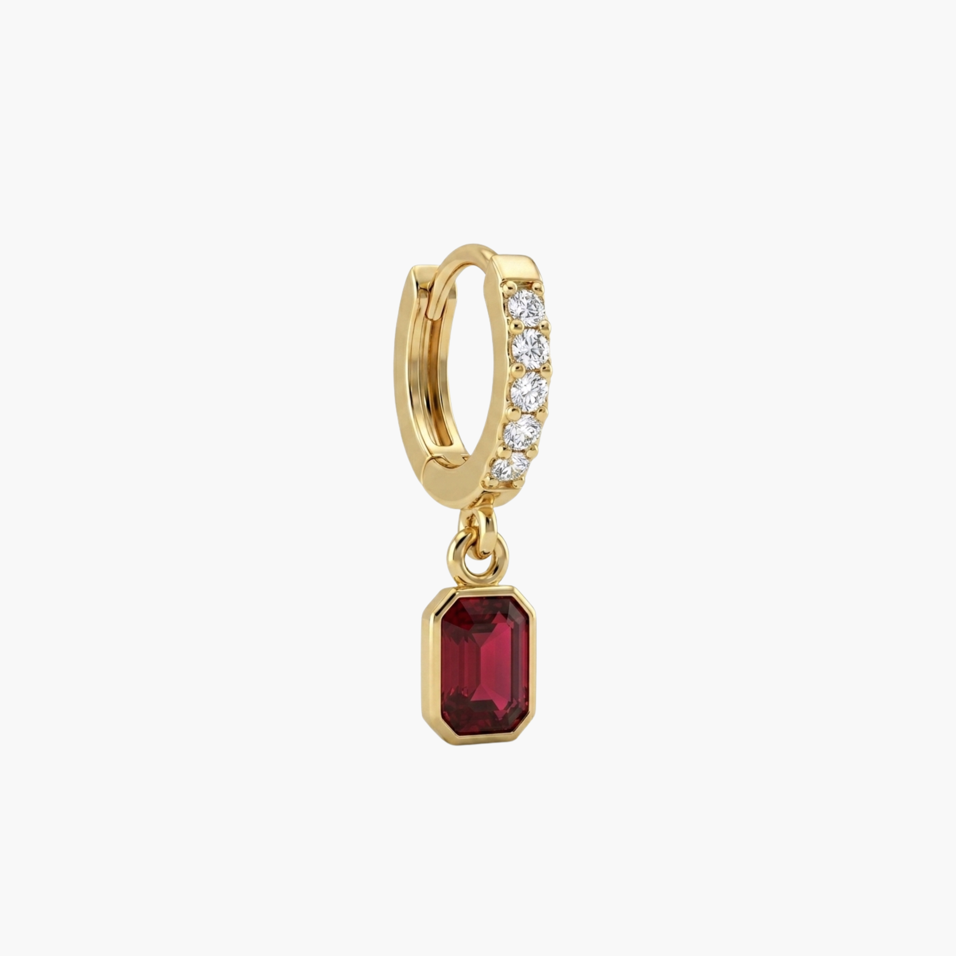 MONO ORECCHINO ZIRCONE ROSSO