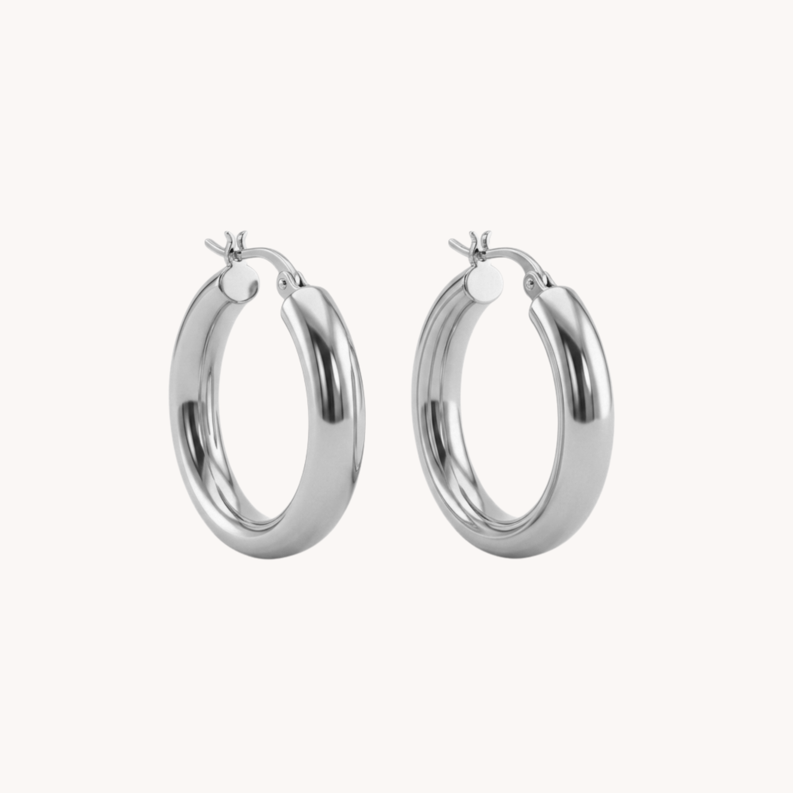 ORECCHINI CHUNKY HOOPS 3CM - orecchini a cerchio grandi bombati e spessi in acciaio