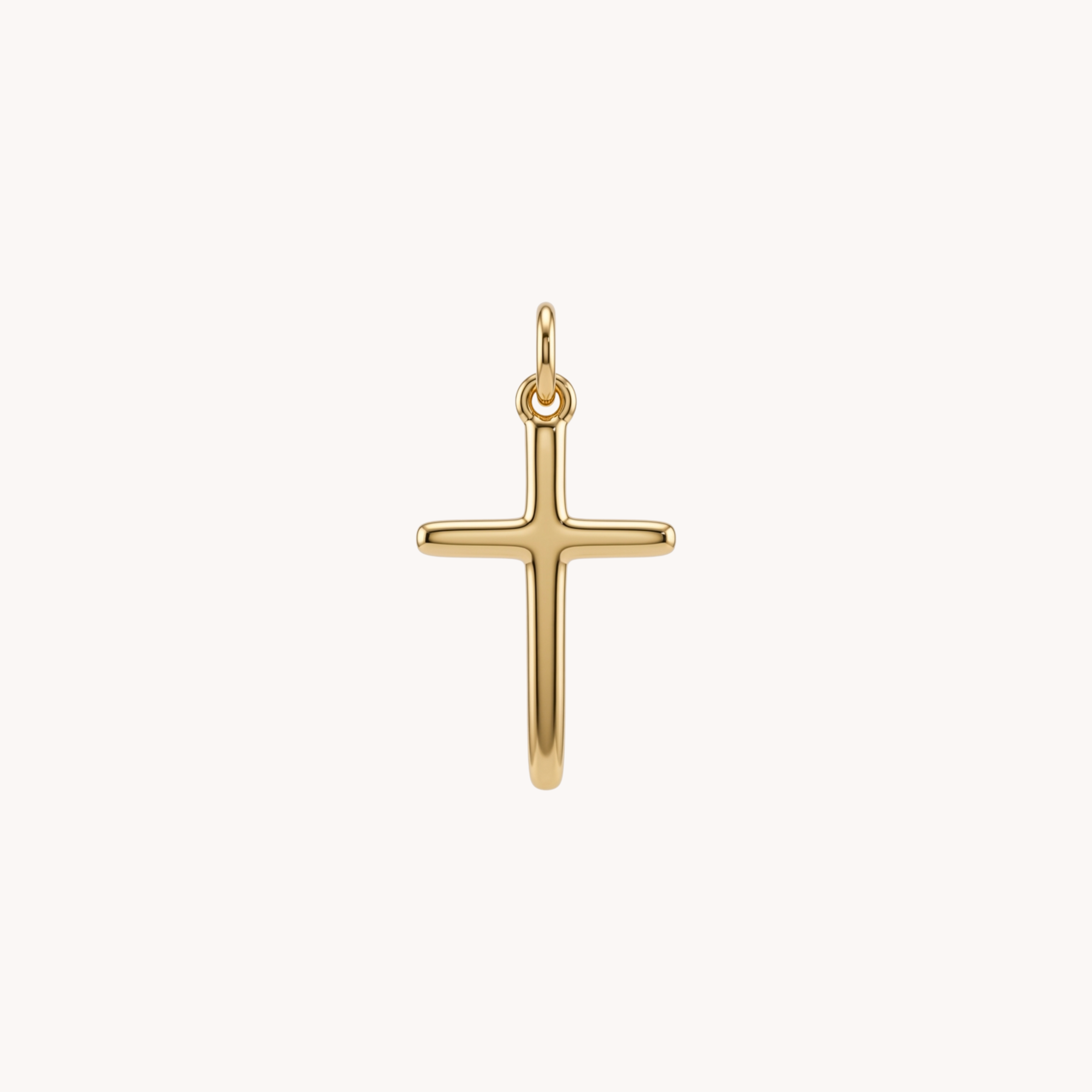 CIONDOLO CROCE MINIMAL - croce latina liscia bombata in acciaio oro o argento
