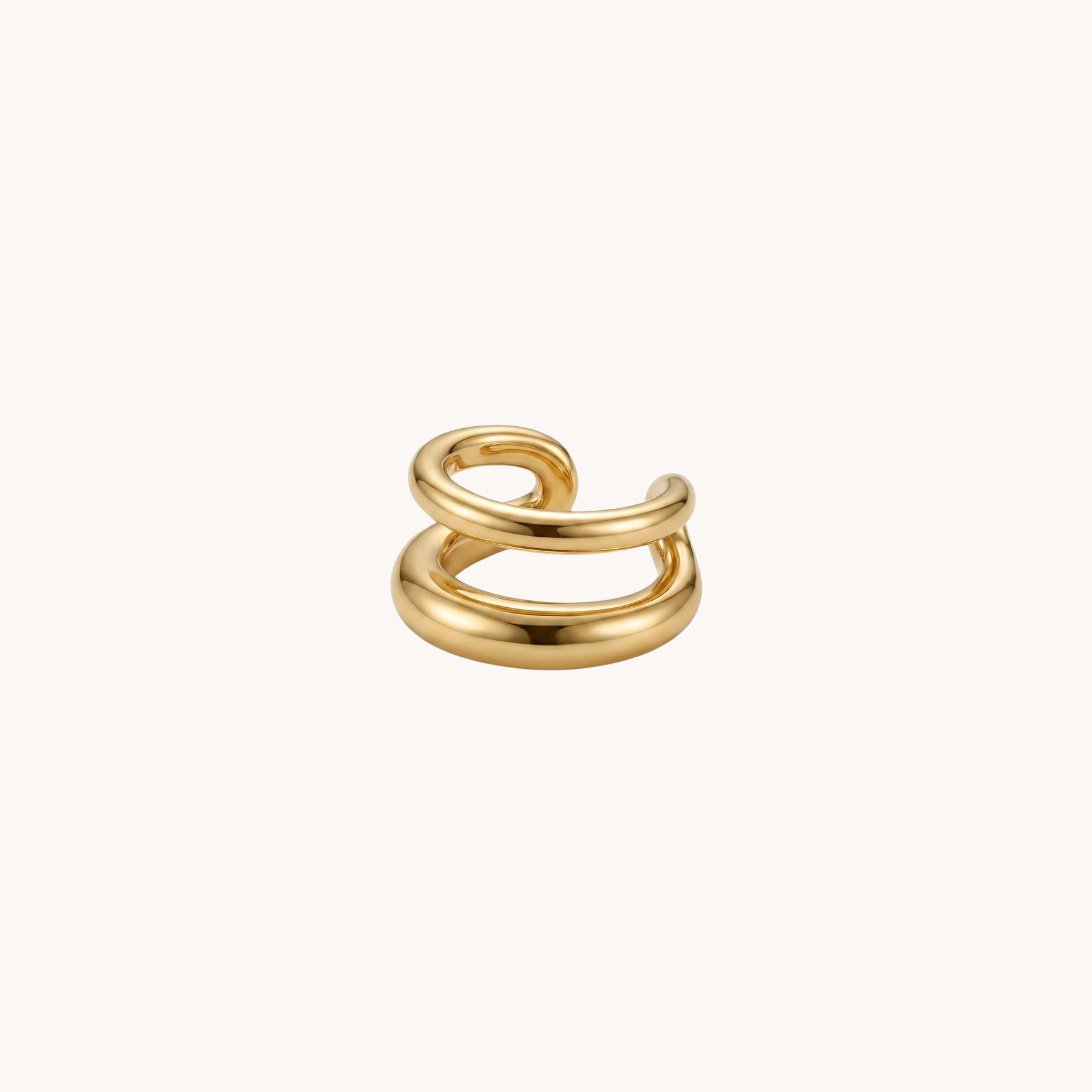 EAR CUFF DOUBLE TWIST - finto piercing a cerchio doppio filo bombato per cartilagine in acciaio oro