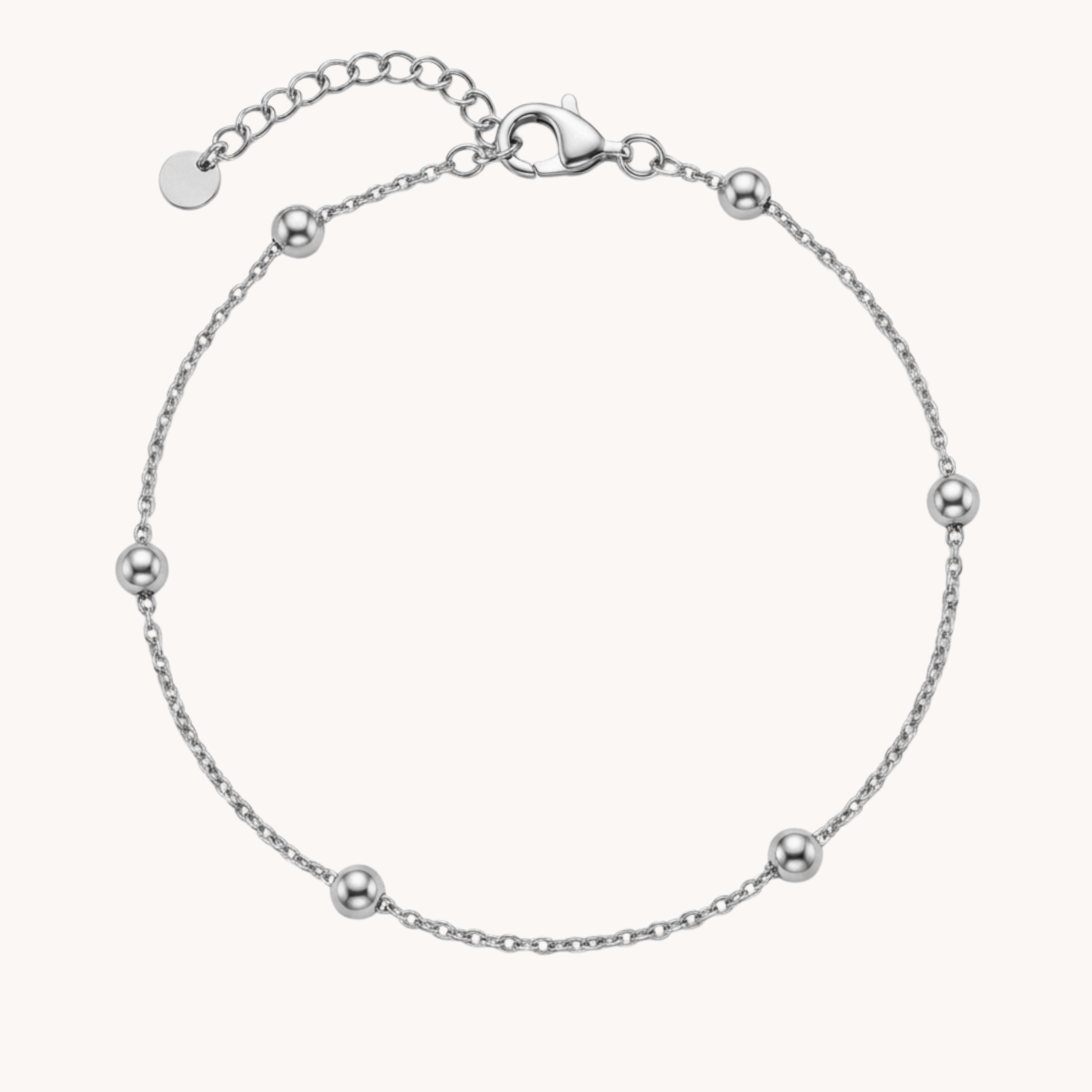 CAVIGLIERA ESSENTIAL - cavigliera a catenina sottile con sfere lisce in acciaio