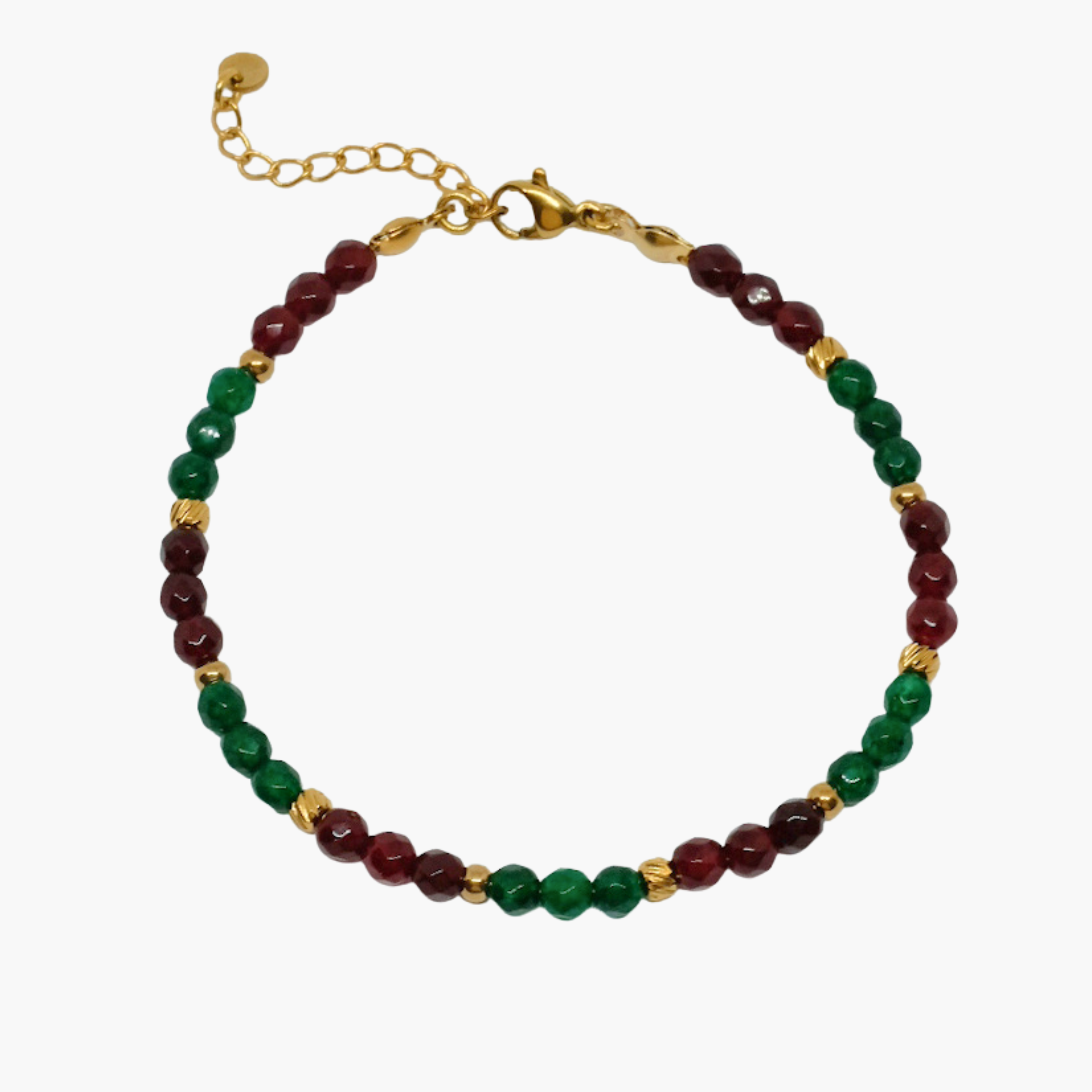 BRACCIALE PERLINE VERDI & BORDEAUX