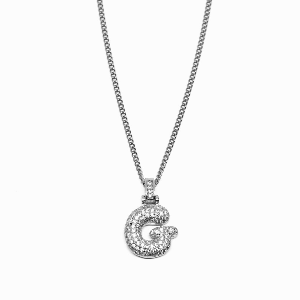 COLLANA LETTERA ZIRCONATA ARGENTO