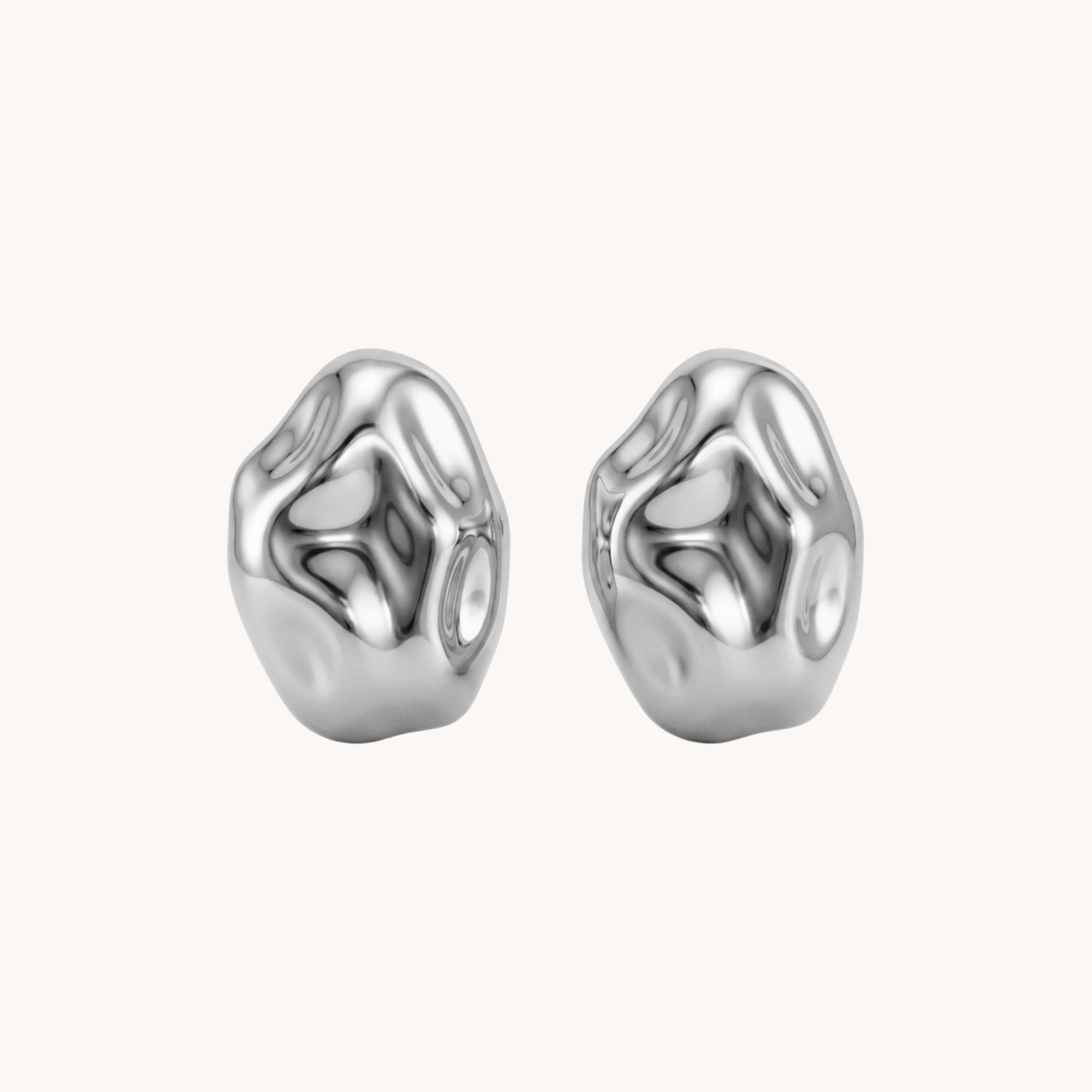 ORECCHINI NUGGET OVAL - orecchini a lobo grandi scultorei ovali effetto oro fuso in acciaio