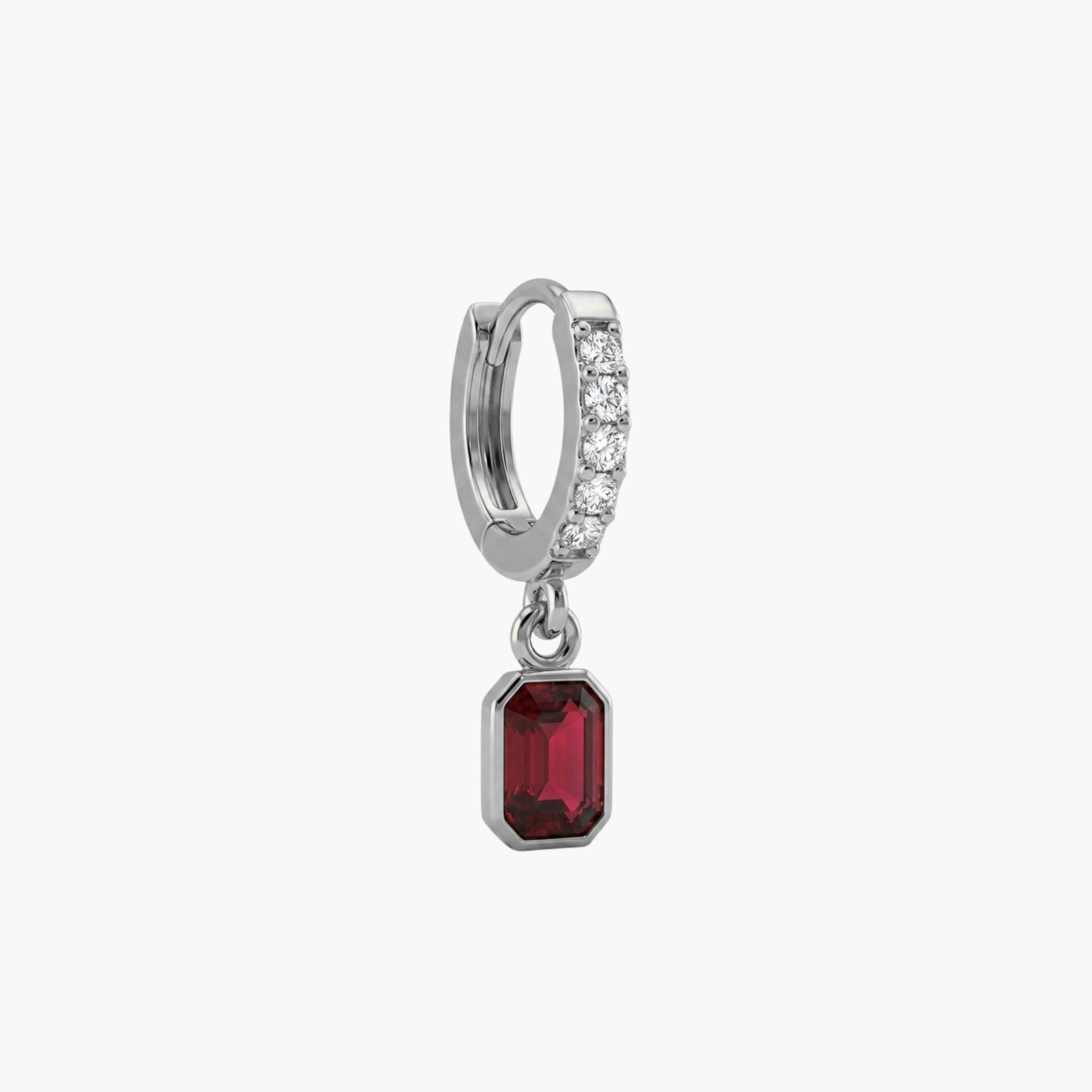 MONO ORECCHINO ZIRCONE ROSSO