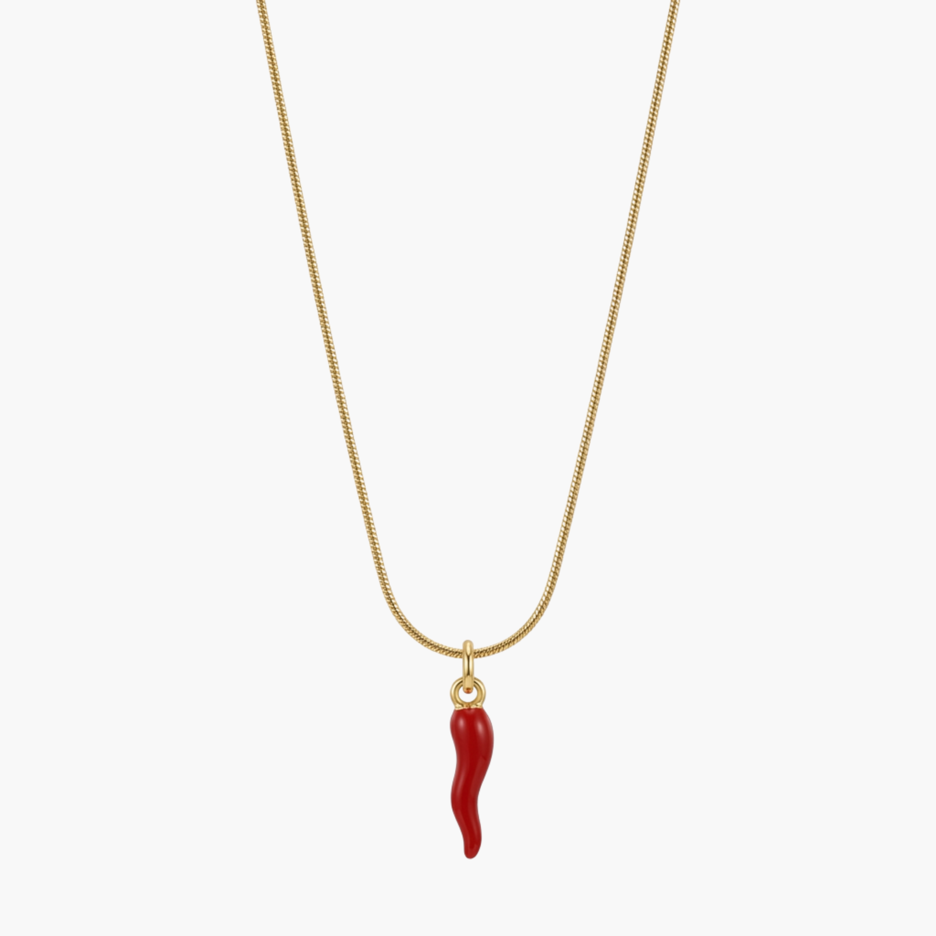 COLLANA CORNETTO LUCKY - ciondolo corno portafortuna smaltato completa di catenina in acciaio oro