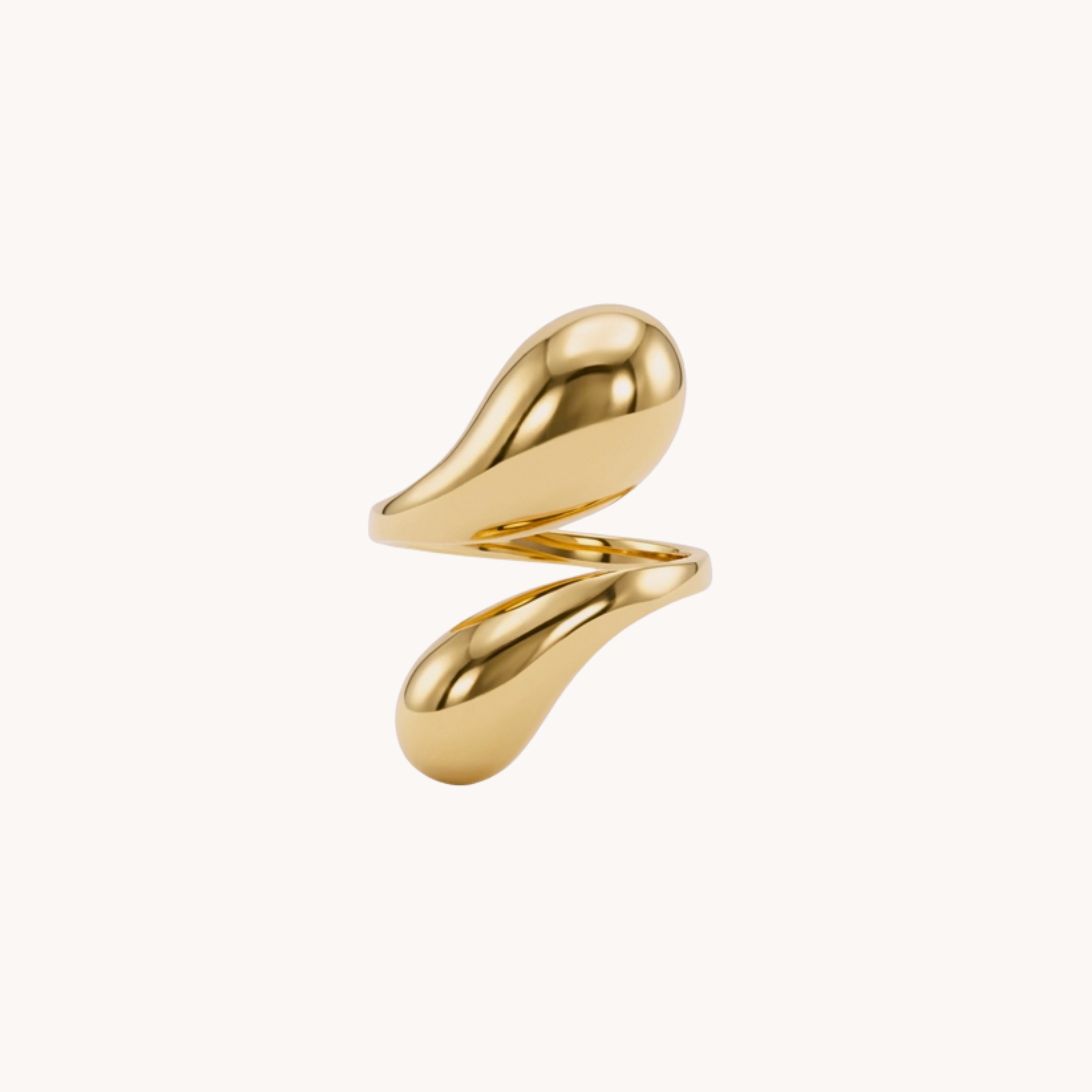 ANELLO GOCCE BIG - anello a fascia bombata con design a goccia in acciaio oro