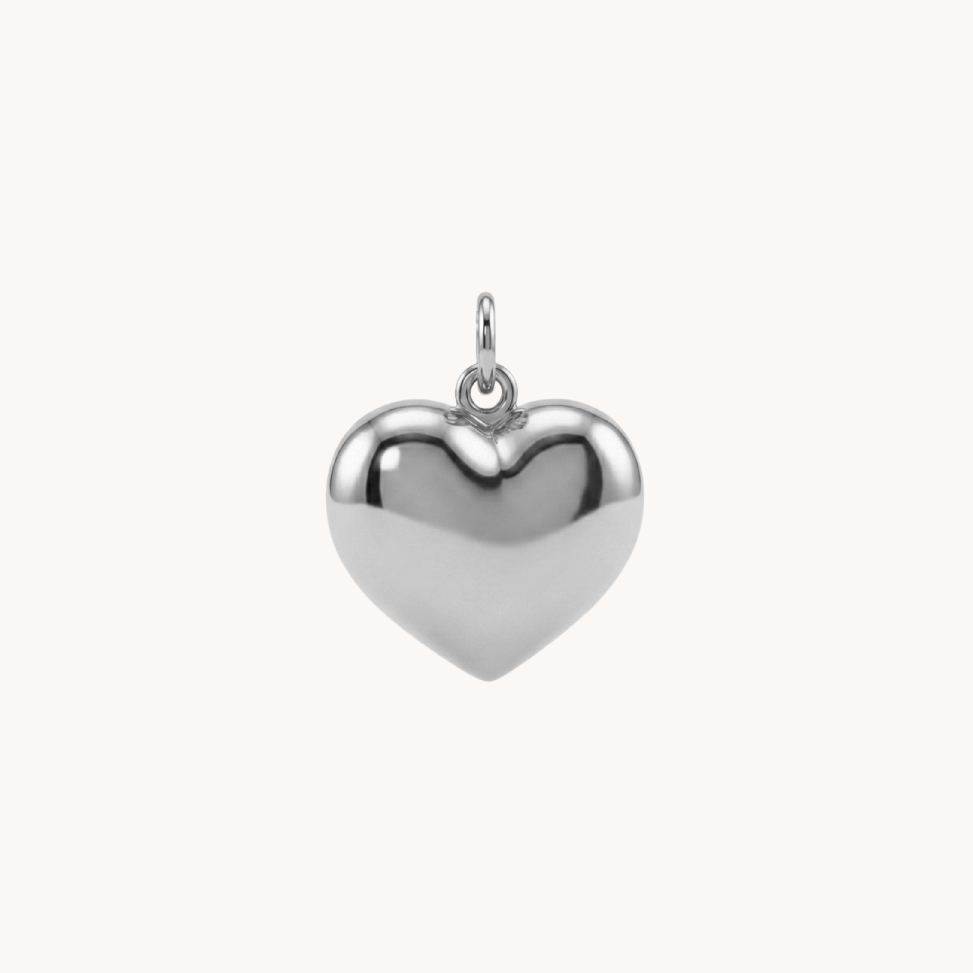 CIONDOLO CUORE GRANDE  - cuore bombato liscio grande in acciaio oro o argento
