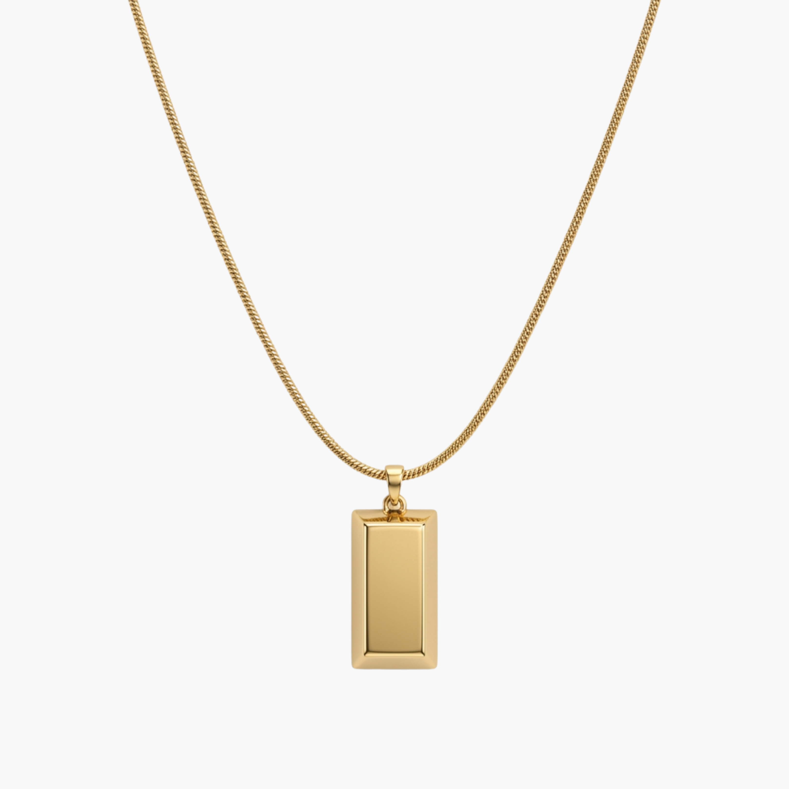 COLLANA LINGOTTO - ciondolo lingotto geometrico liscio completa di catenina in acciaio oro o argento
