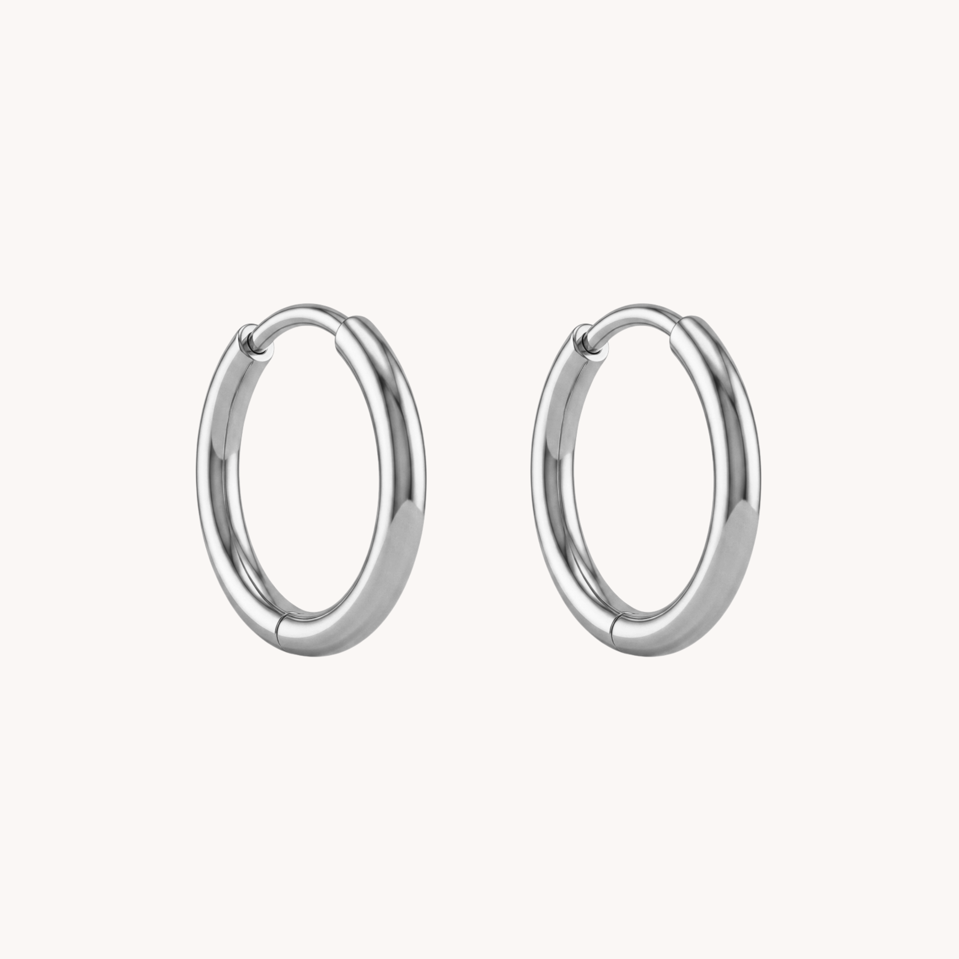 COPPIA ORECCHINI HOOPS 2CM - orecchini a cerchietto minimalisti lisci huggie in acciaio