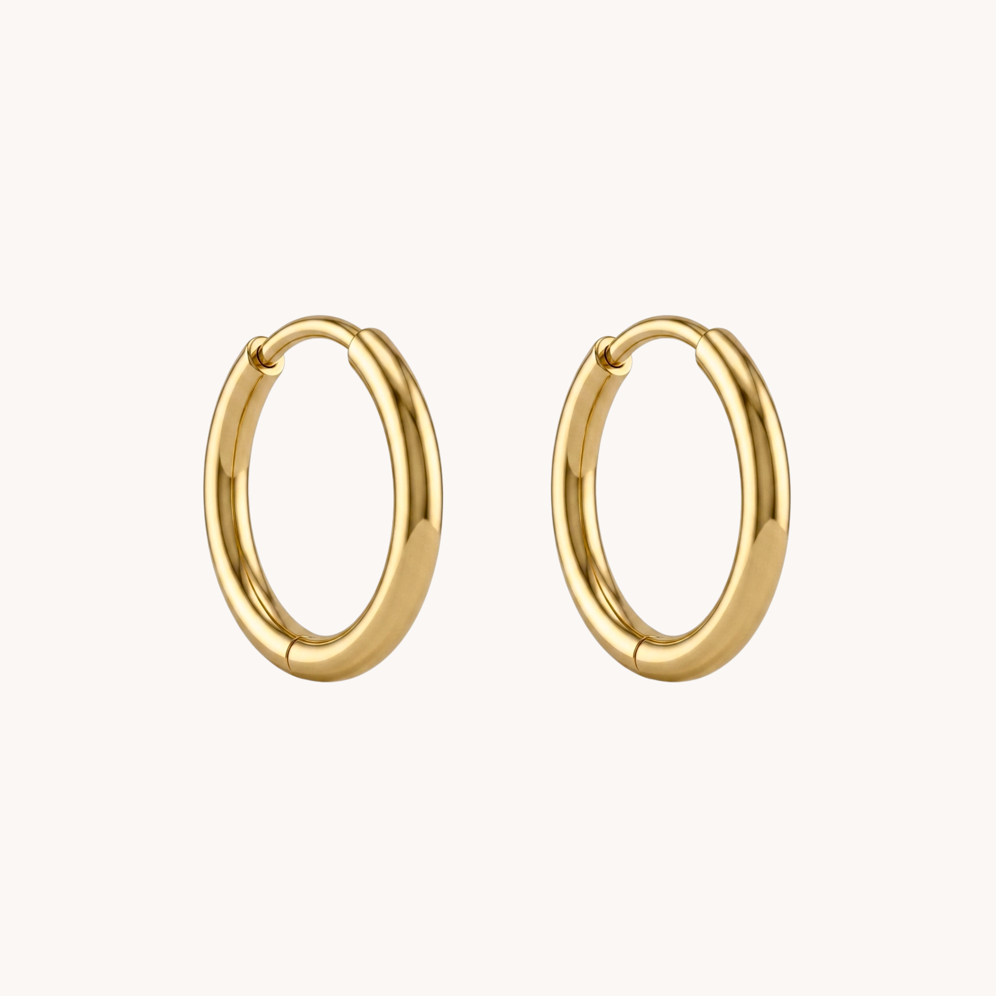 COPPIA ORECCHINI HOOPS 2CM - orecchini a cerchietto minimalisti lisci huggie in acciaio