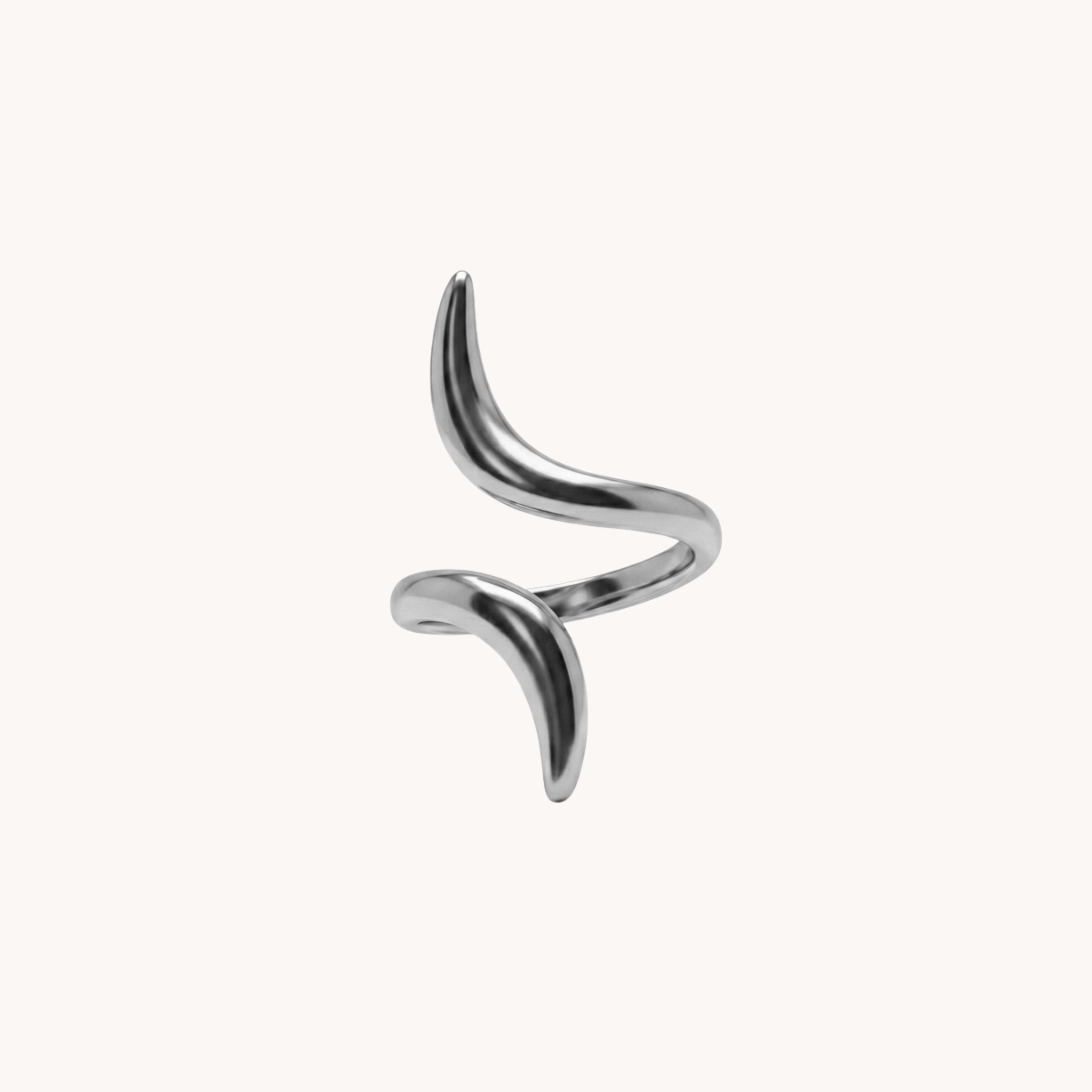 ANELLO SPIRAL - anello regolabile a fascia aperta con design a spirale sinuosa in acciaio
