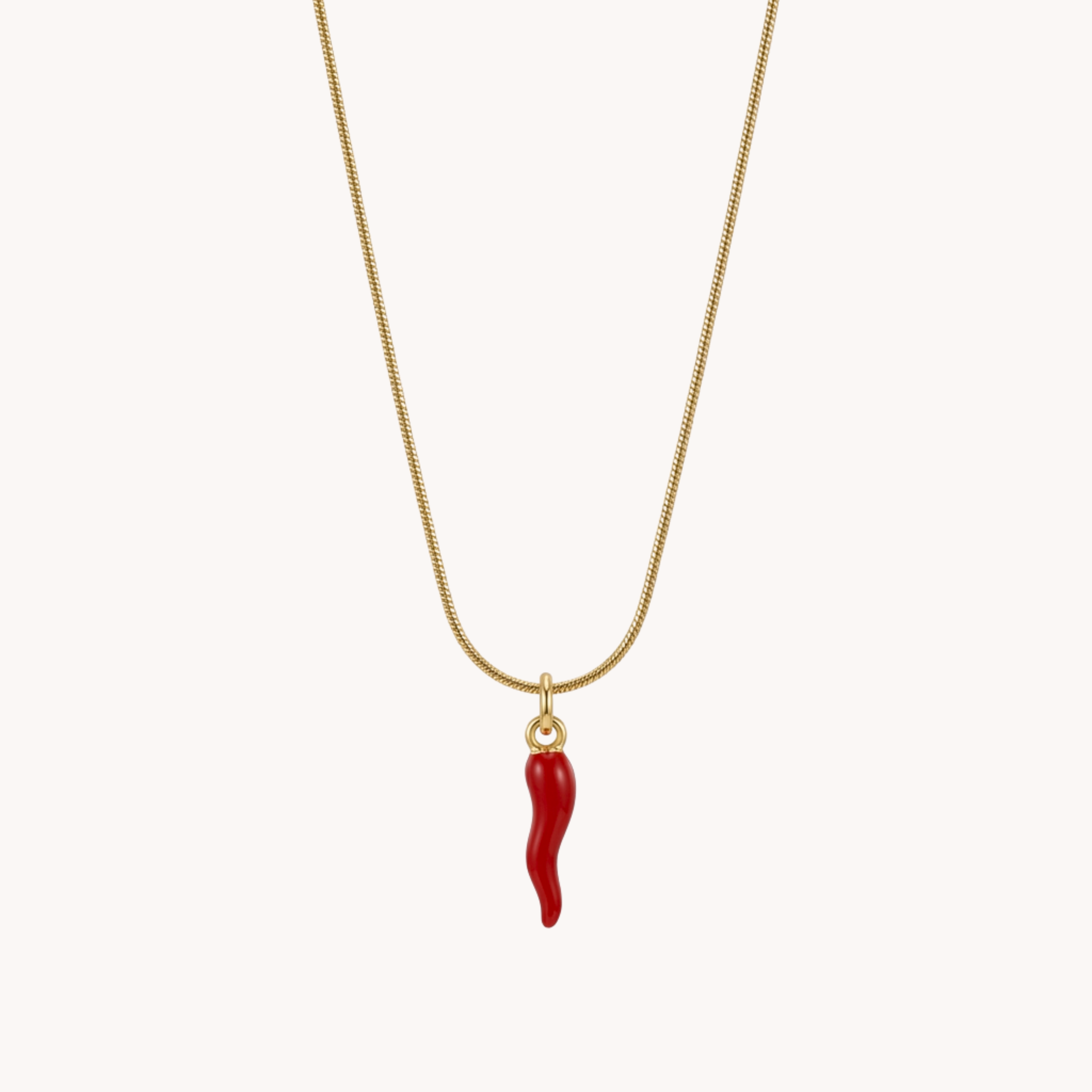 COLLANA CORNETTO ROSSO - collana portafortuna con ciondolo corno napoletano smaltato in acciaio
