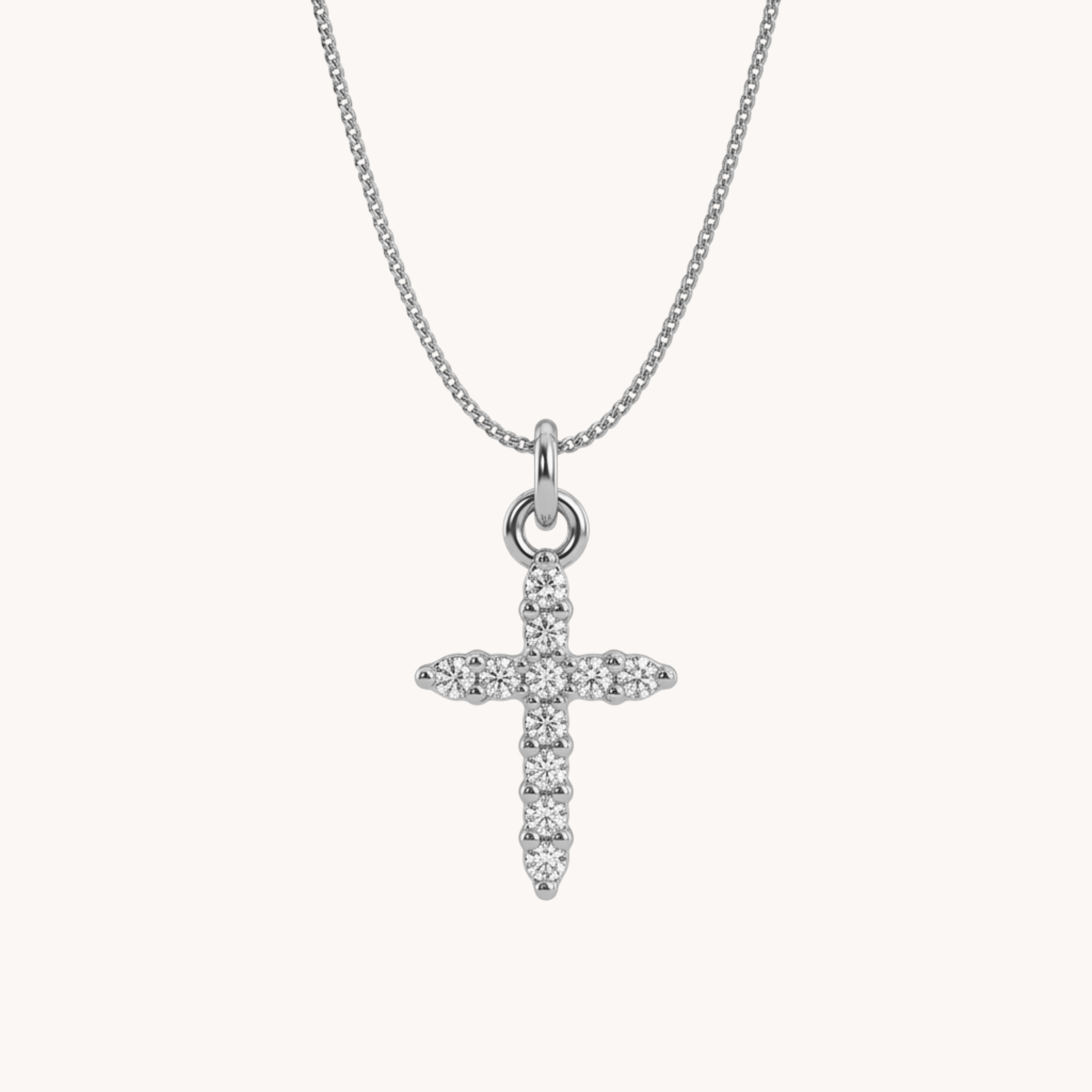 COLLANA CROCE SHINE - catenina sottile con ciondolo croce di zirconi brillanti in acciaio