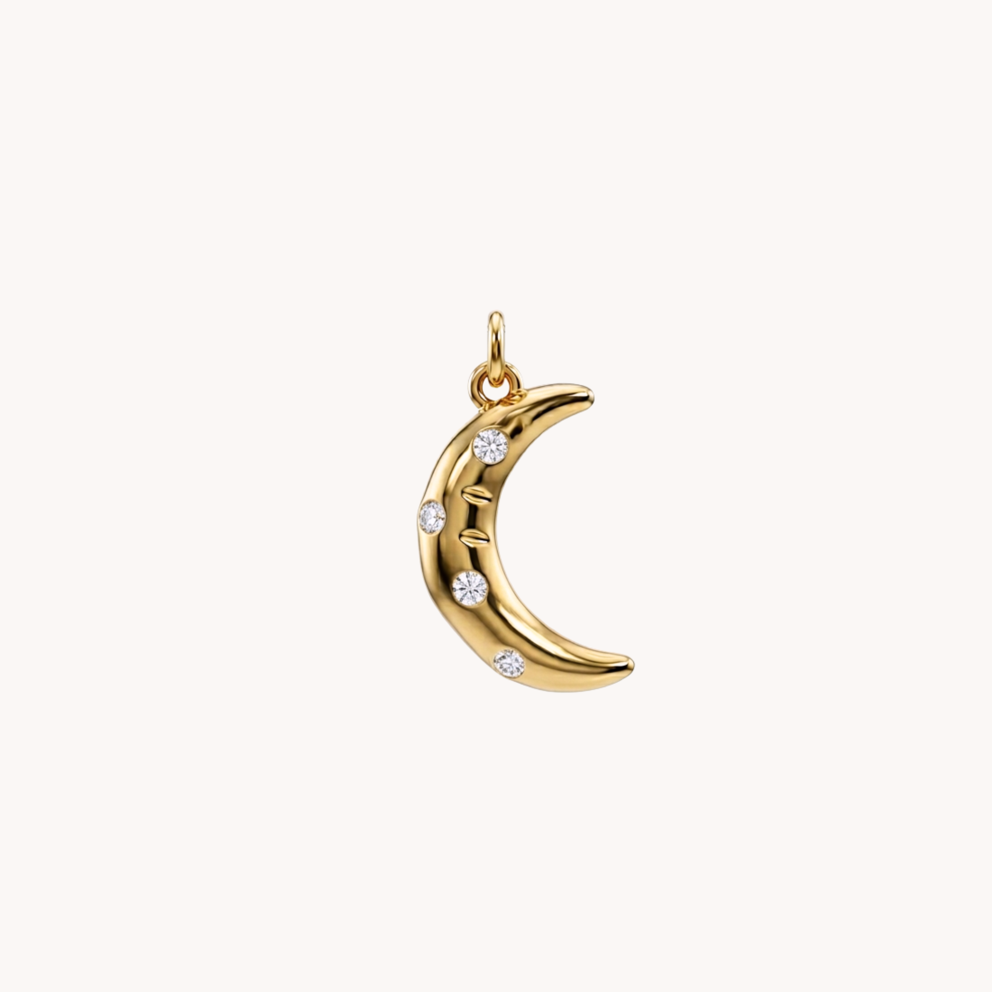 CIONDOLO LUNA CRESCENT - mezzaluna con zirconi colorati in acciaio oro