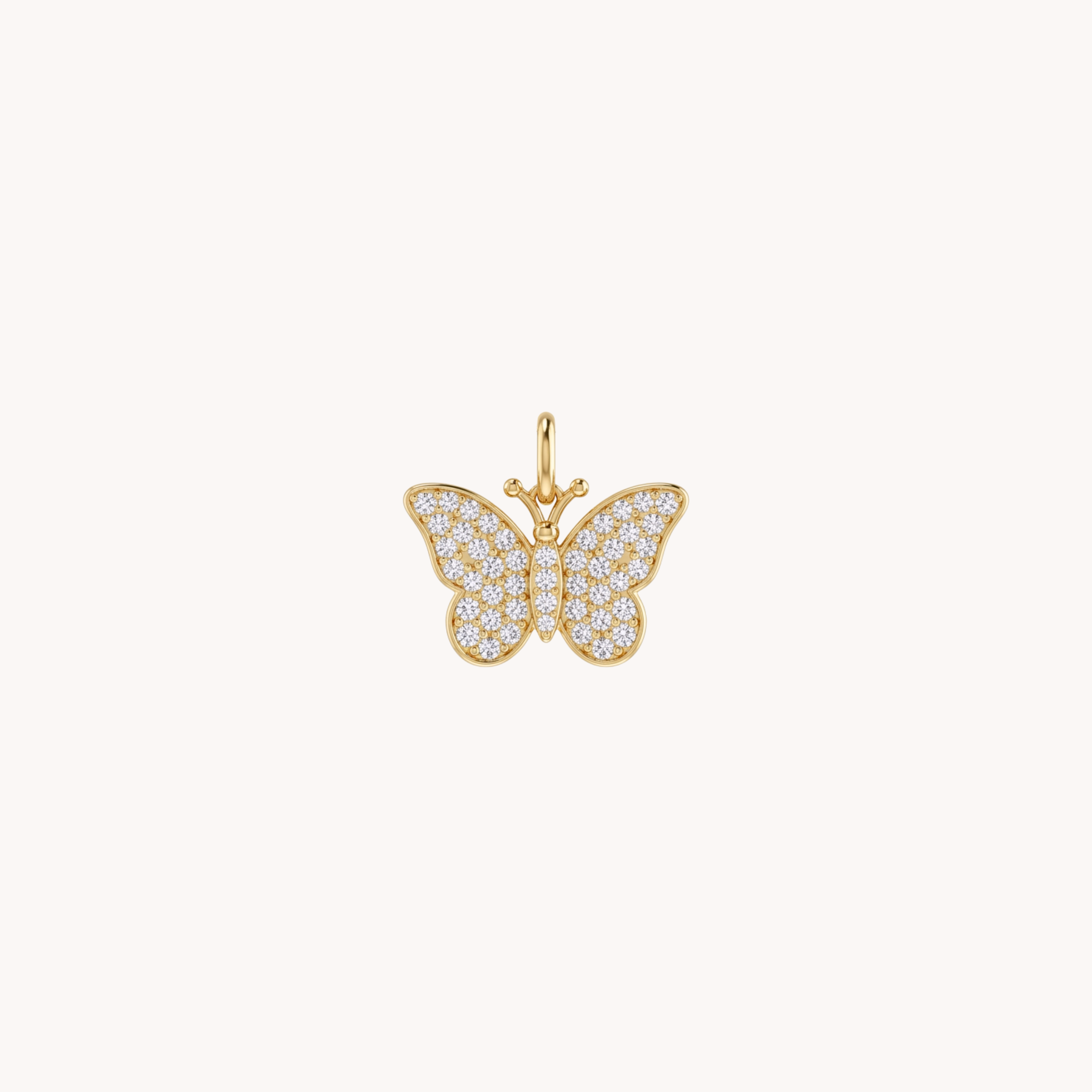CIONDOLO SPARKLING BUTTERFLY - ciondolo singolo piccolo a forma di farfalla con zirconi bianchi in acciaio oro