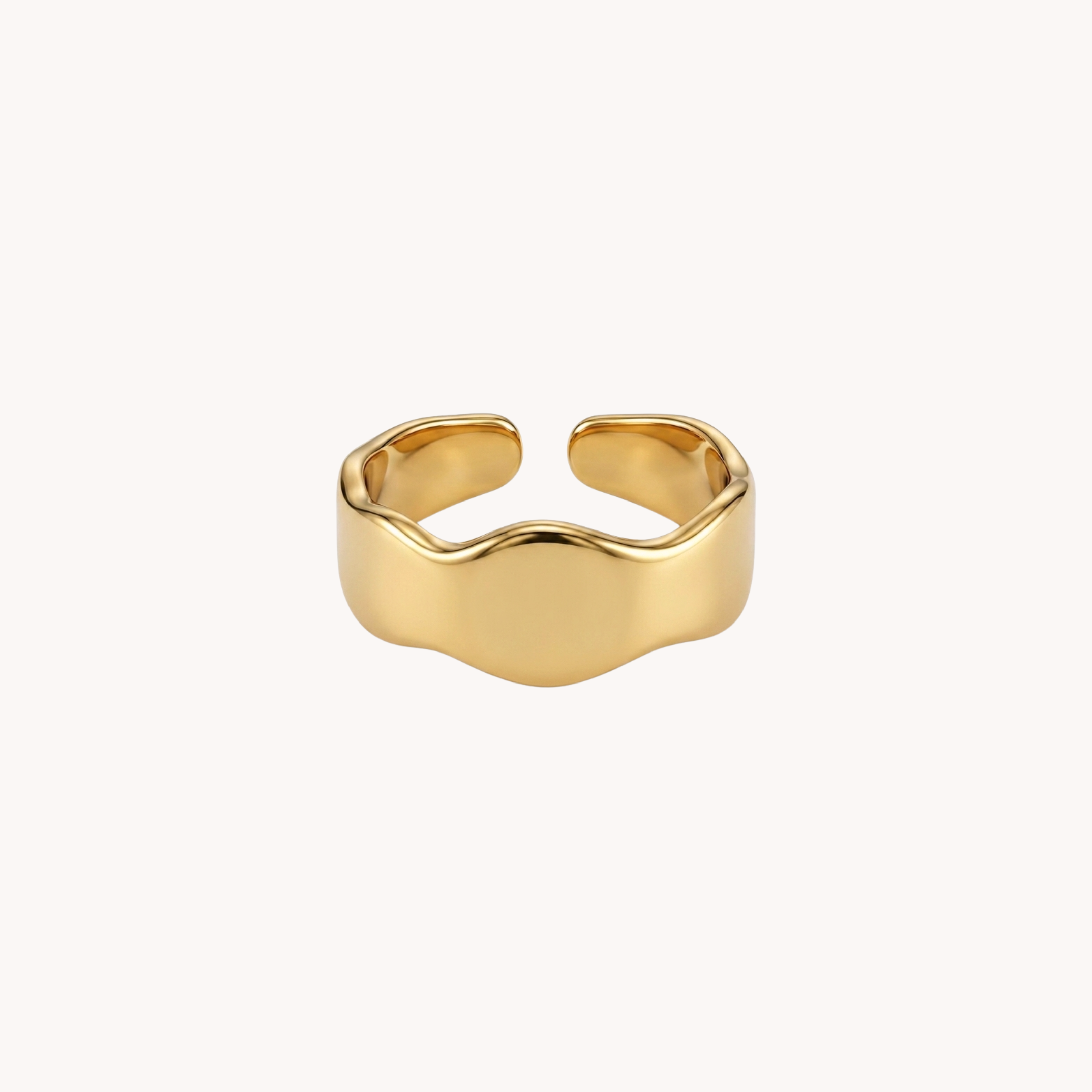 ANELLO ONDULATO ESSENTIAL - anello a fascia media regolabile bombato a onda in acciaio