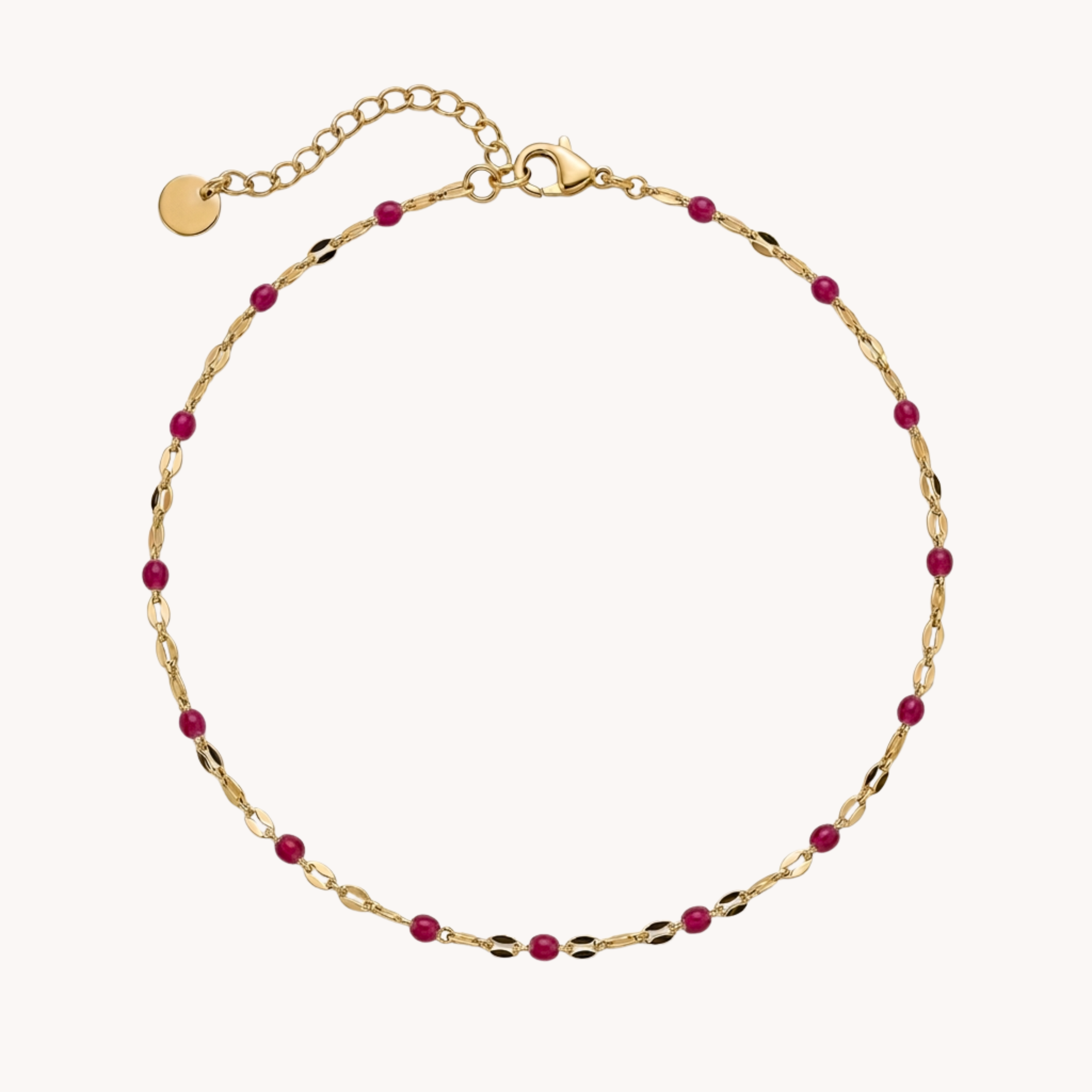 CAVIGLIERA COLORS - catenina sottile in acciaio oro con perline smaltate colorate