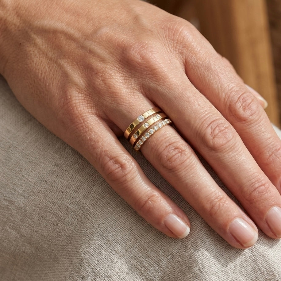 SET ANELLI MINIMAL SPARKLE