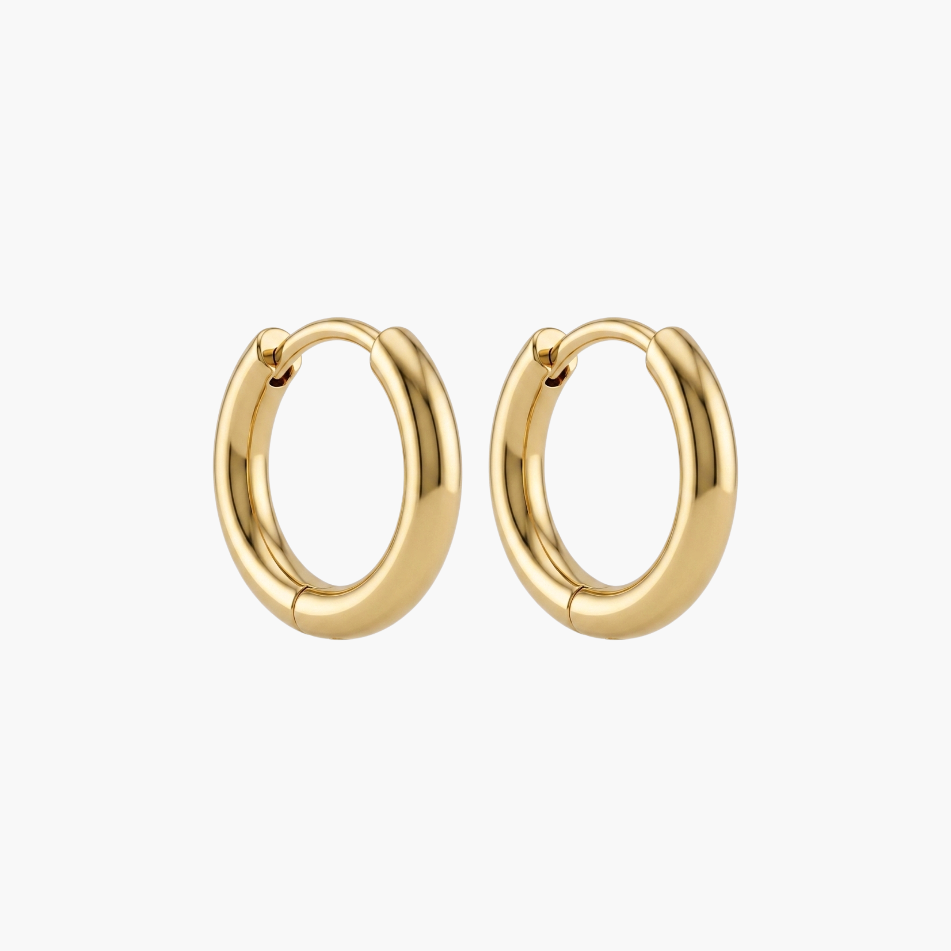 COPPIA ORECCHINI 1.2CM - orecchini a cerchio piccolo da uomo classici e lisci in acciaio oro o argento