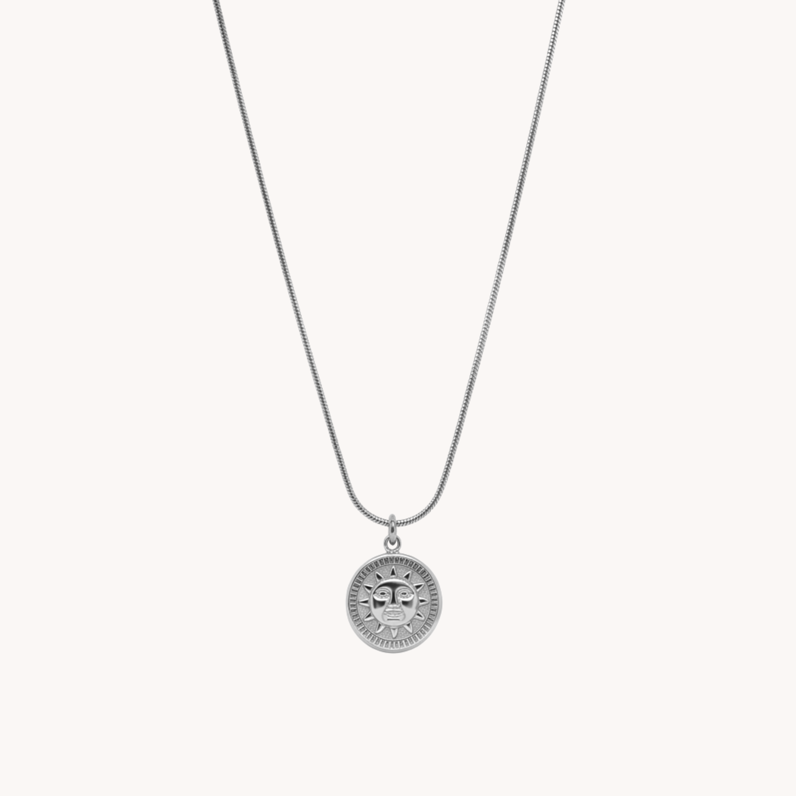 COLLANA COIN SOLAR - catenina snake in acciaio oro o argento con ciondolo medaglia sole antico