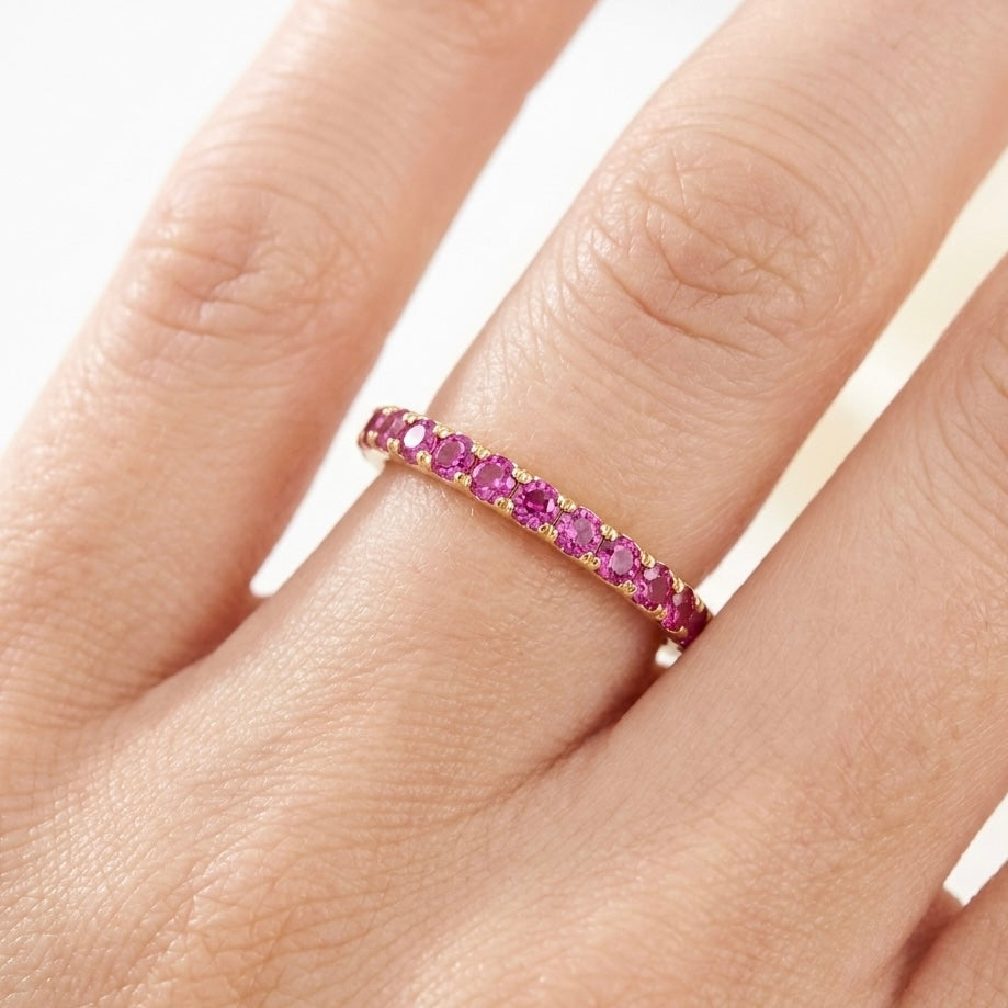 ANELLO VERETTA COLORS- anello a fedina veretta con zirconi a taglio brillante in acciaio oro