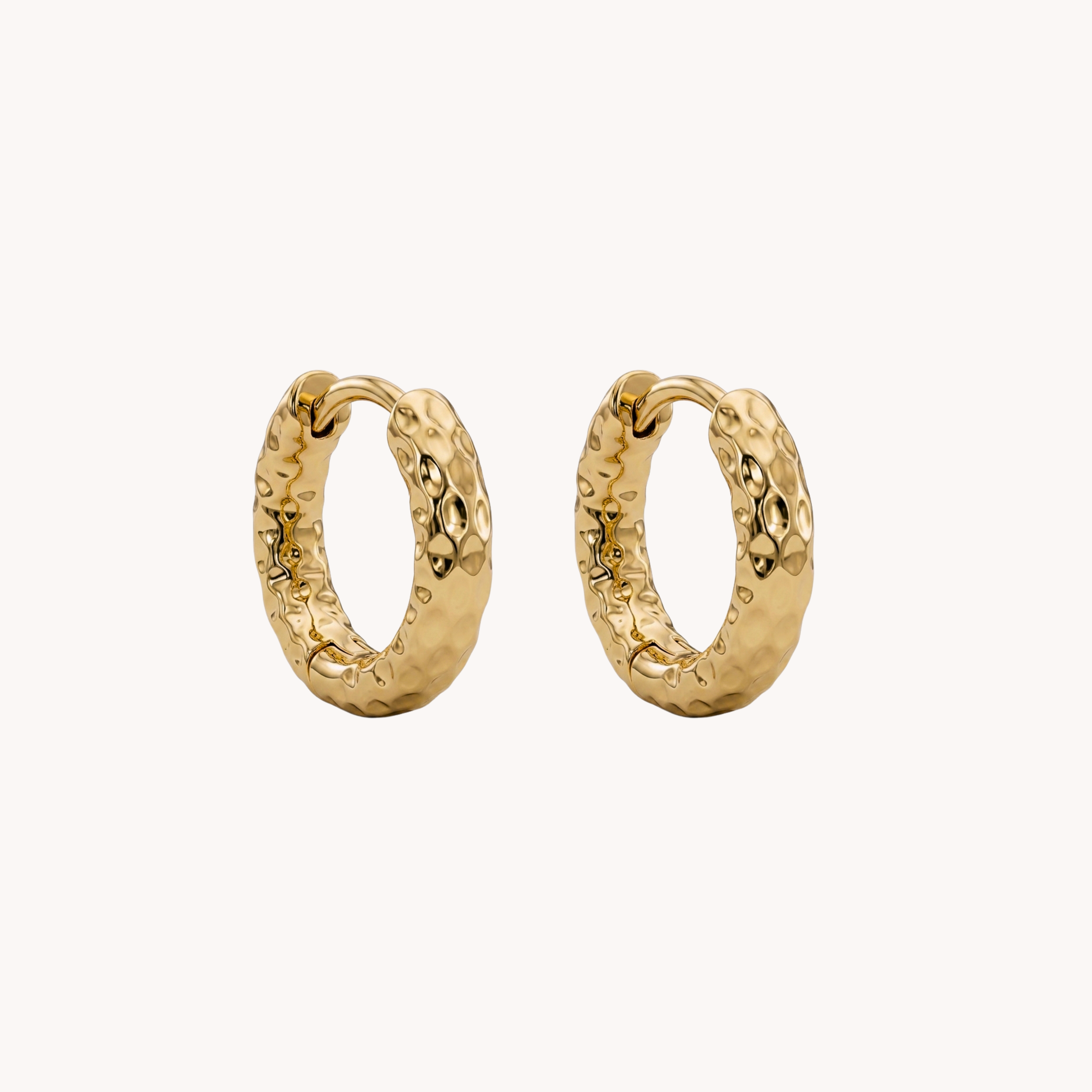 COPPIA ORECCHINI SAHARA HOOPS - orecchini a cerchietto martellati minimali huggie in acciaio