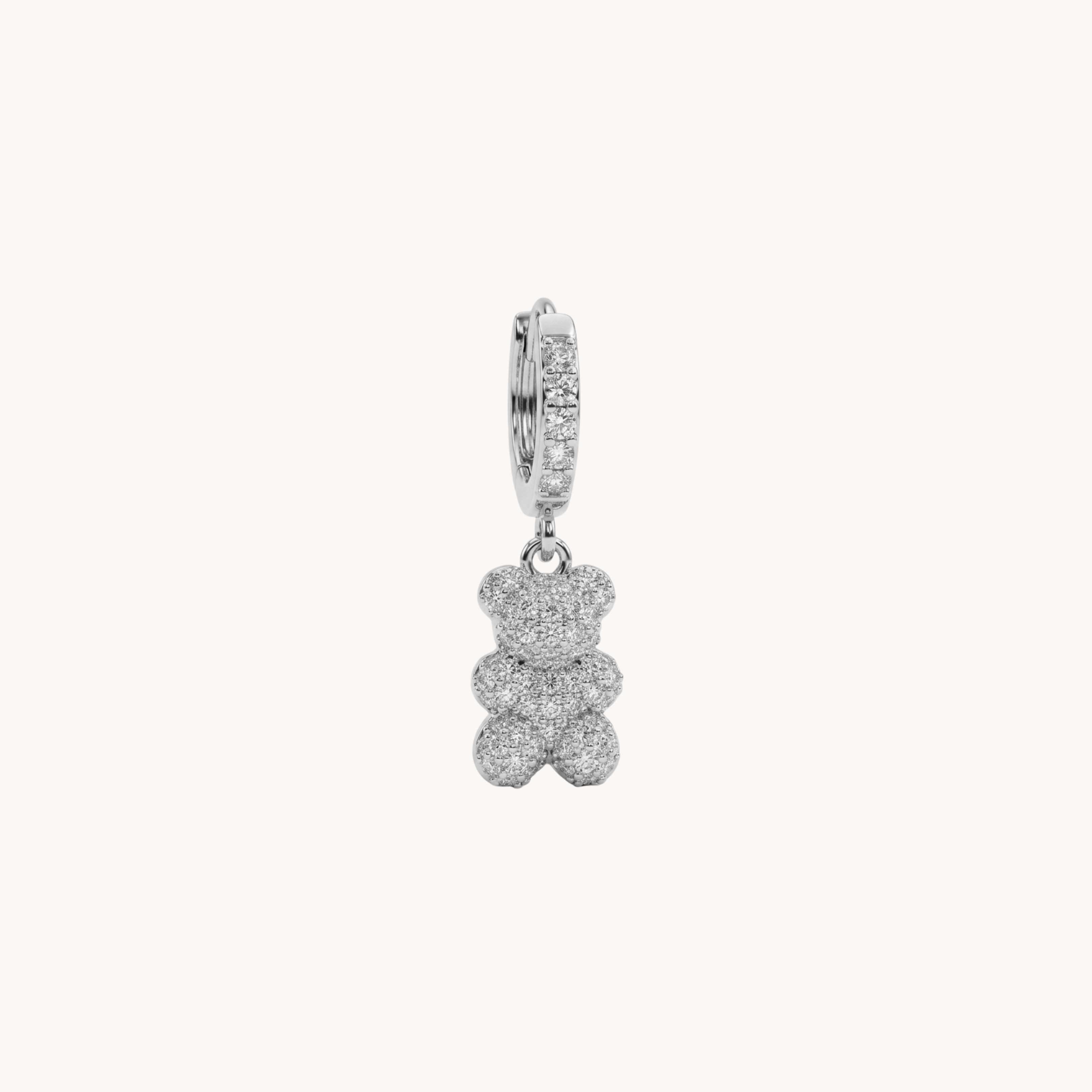 MONO ORECCHINO TEDDY SPARKLING - orecchino singolo a cerchietto con orsetto in pavé di zirconi