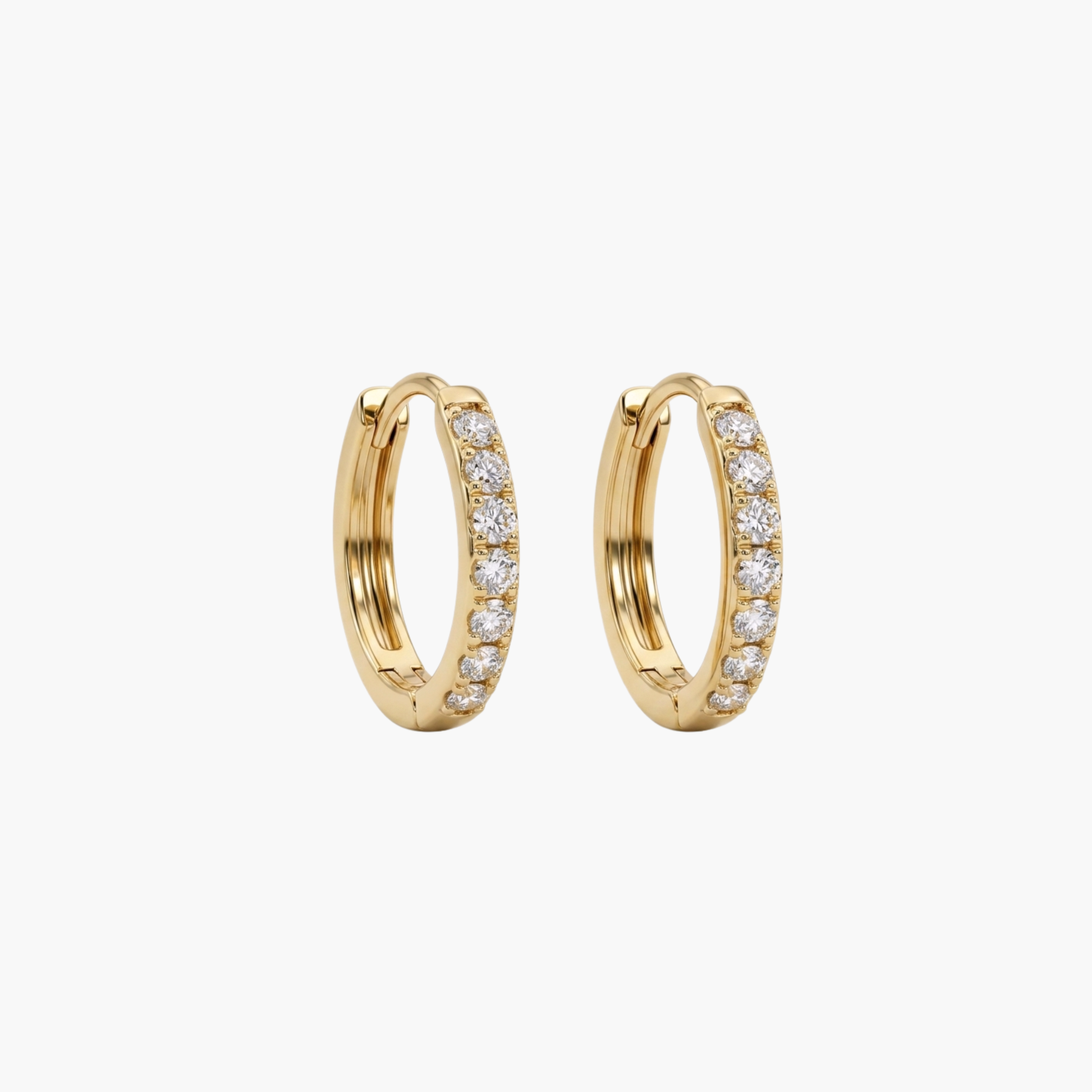 COPPIA ORECCHINI SHINE - orecchini a cerchio da uomo con pavé di zirconi bianchi in acciaio oro o argento