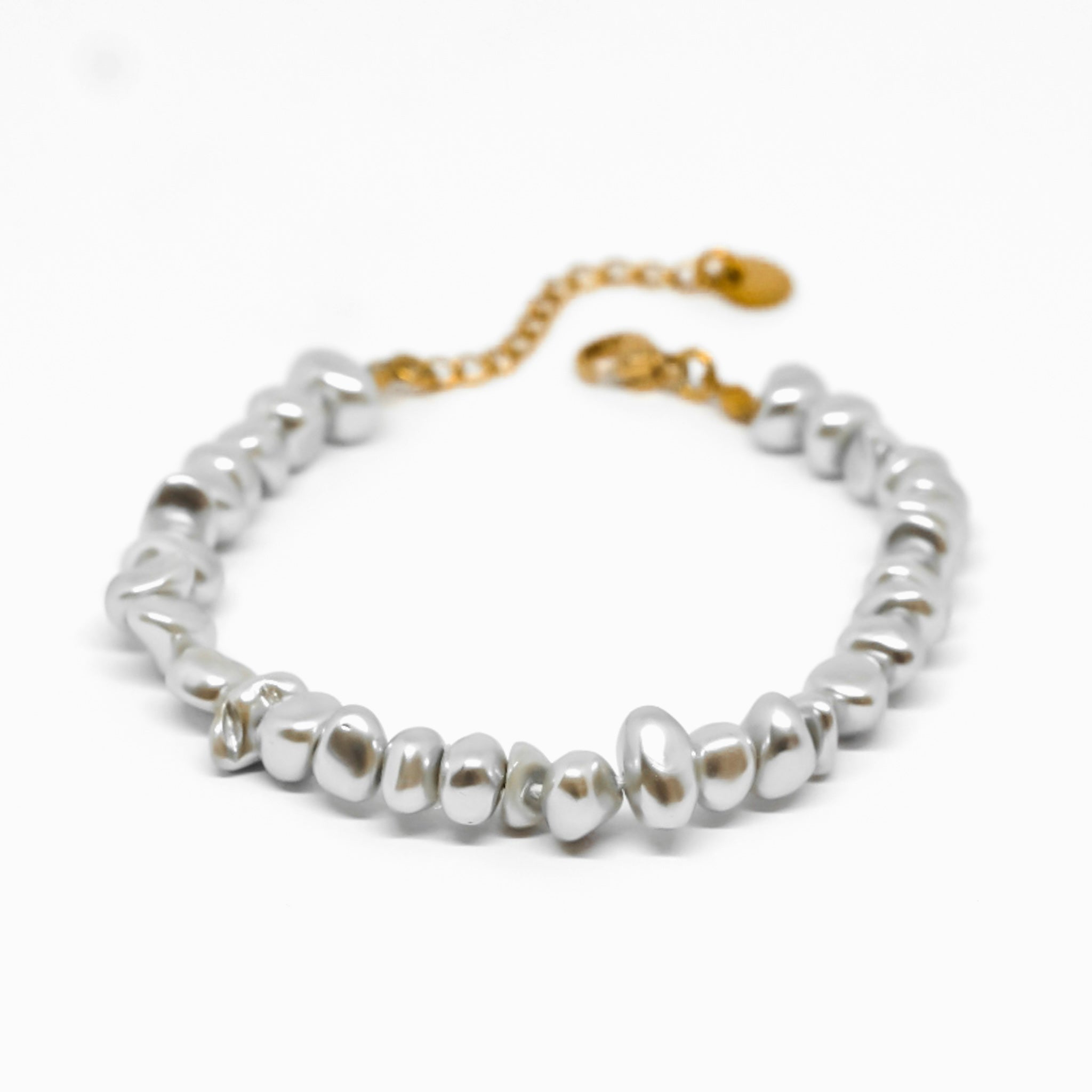 BRACCIALE PERLINE IRREGOLARI SILVER