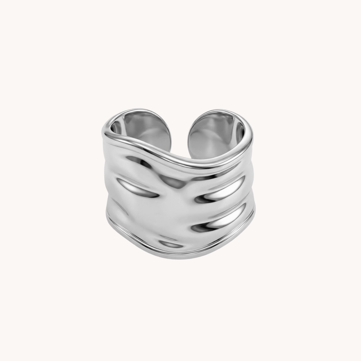 Anello Canyon Statement a Fascia Ondulata argento - VANDEM