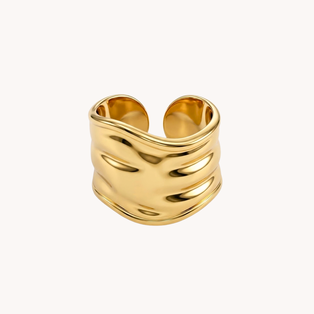 Anello Canyon Statement a Fascia Ondulata oro - VANDEM