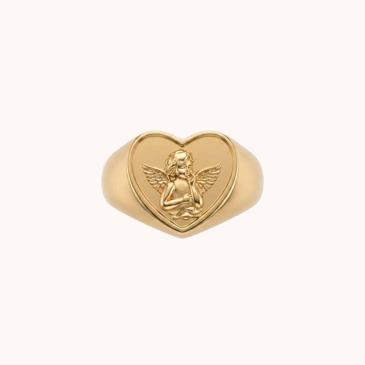 Anello Chevalier Angel a Sigillo Cuore oro - VANDEM