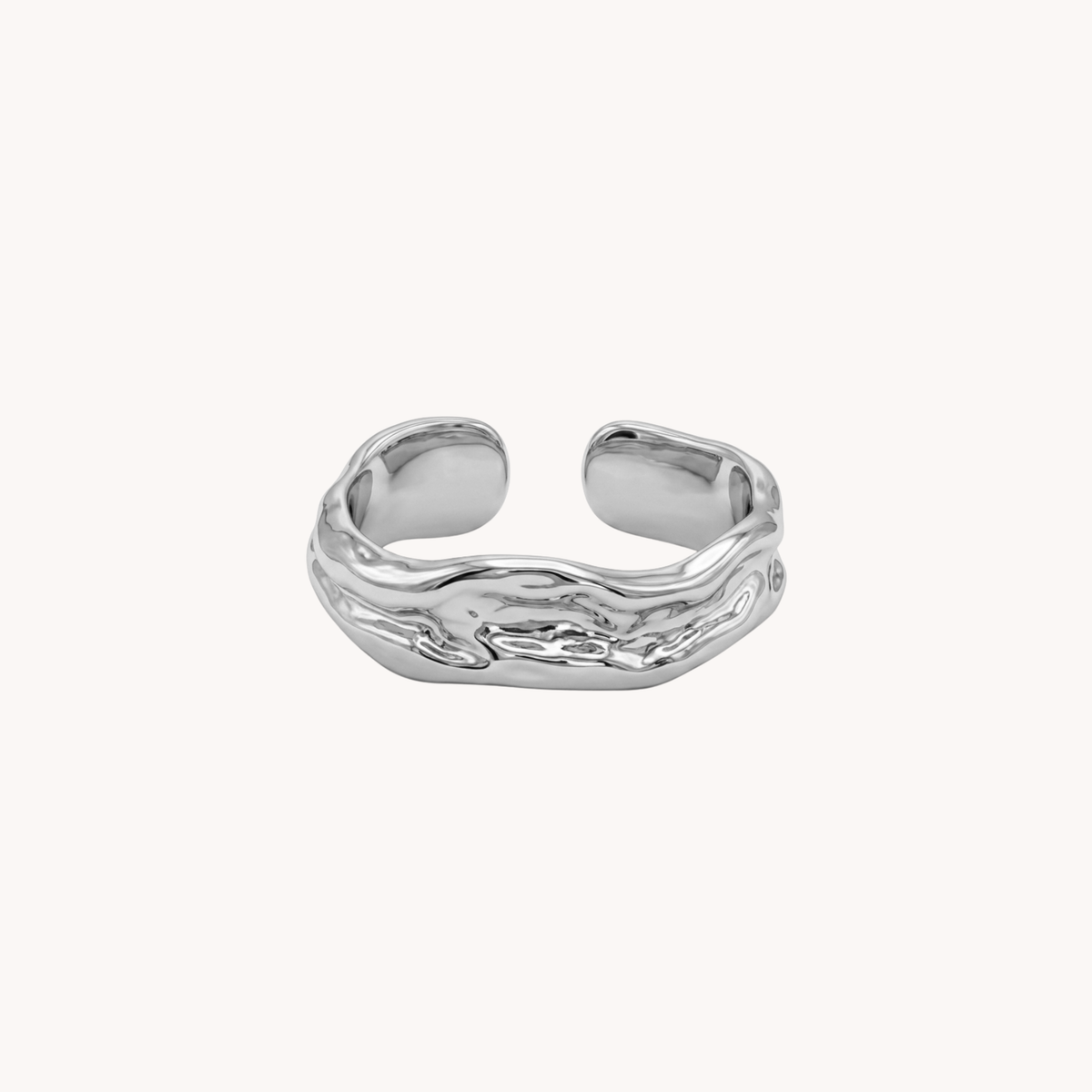 Anello Crushed Statement Effetto Metallo Fuso argento - VANDEM