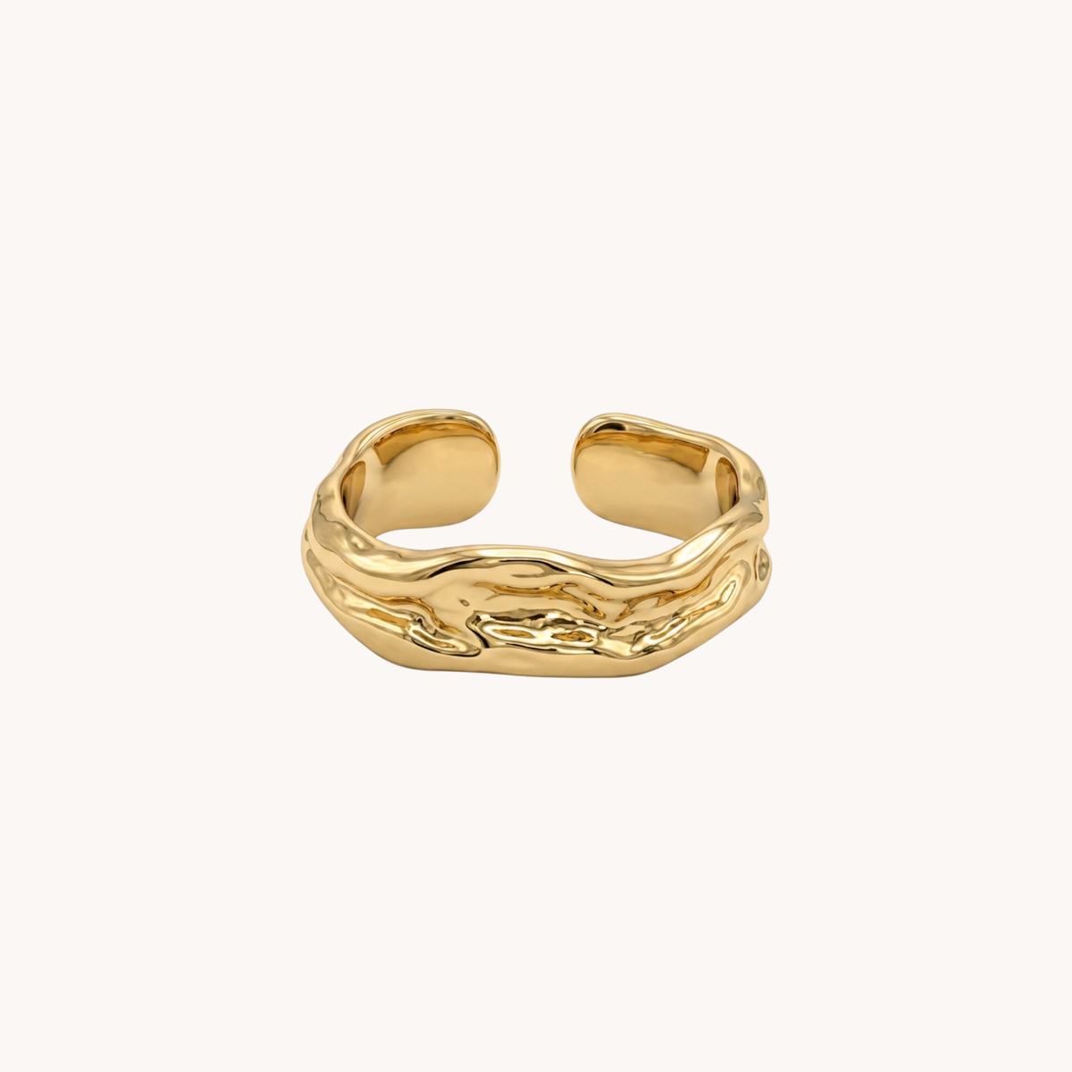 Anello Crushed Statement Effetto Metallo Fuso oro - VANDEM