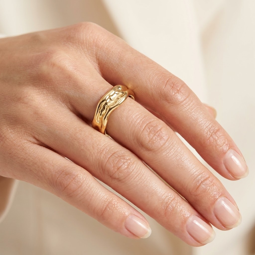 Anello Crushed Statement Effetto Metallo Fuso - VANDEM