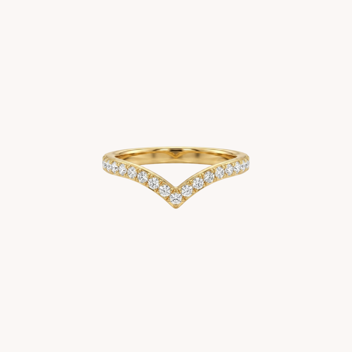 Anello V-Glow a Forma di V con Pave di Zirconi oro - VANDEM