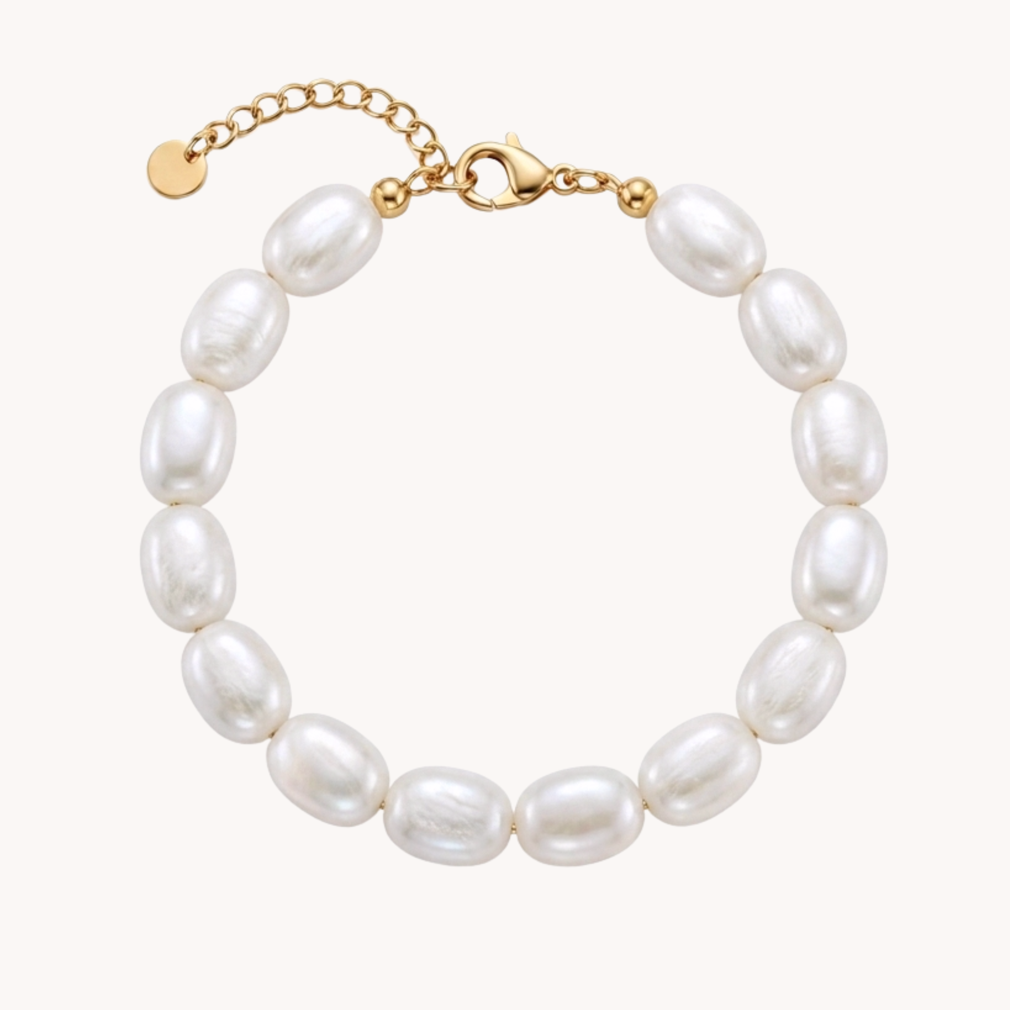 Bracciale Perle Oval Denim Luxury VANDEM in acciaio oro, bracciale da donna a filo singolo con grandi perle ovali lisce blu denim e chiusura lucida