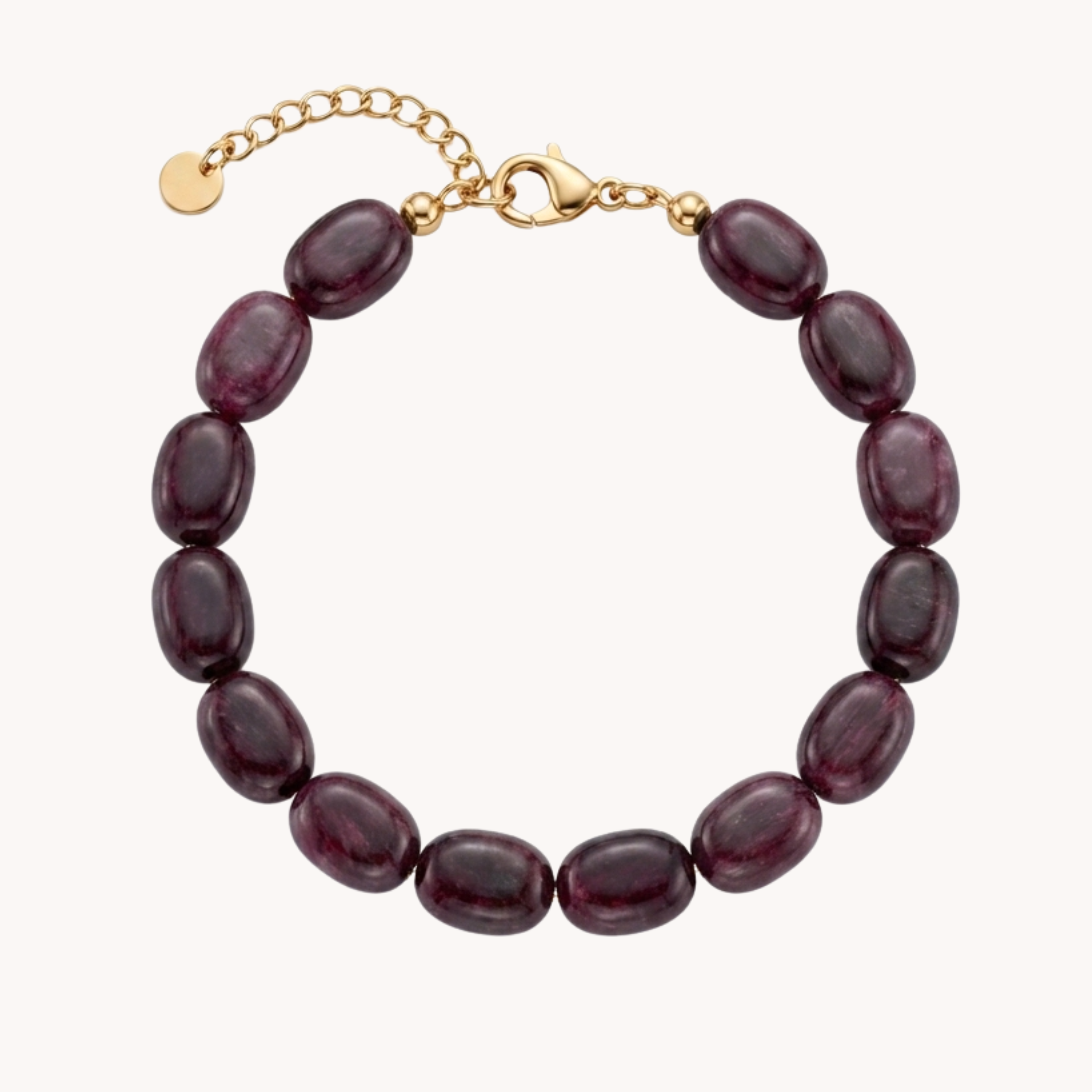 Bracciale Perle Oval Denim Luxury VANDEM in acciaio oro, bracciale da donna a filo singolo con grandi perle ovali lisce blu denim e chiusura lucida
