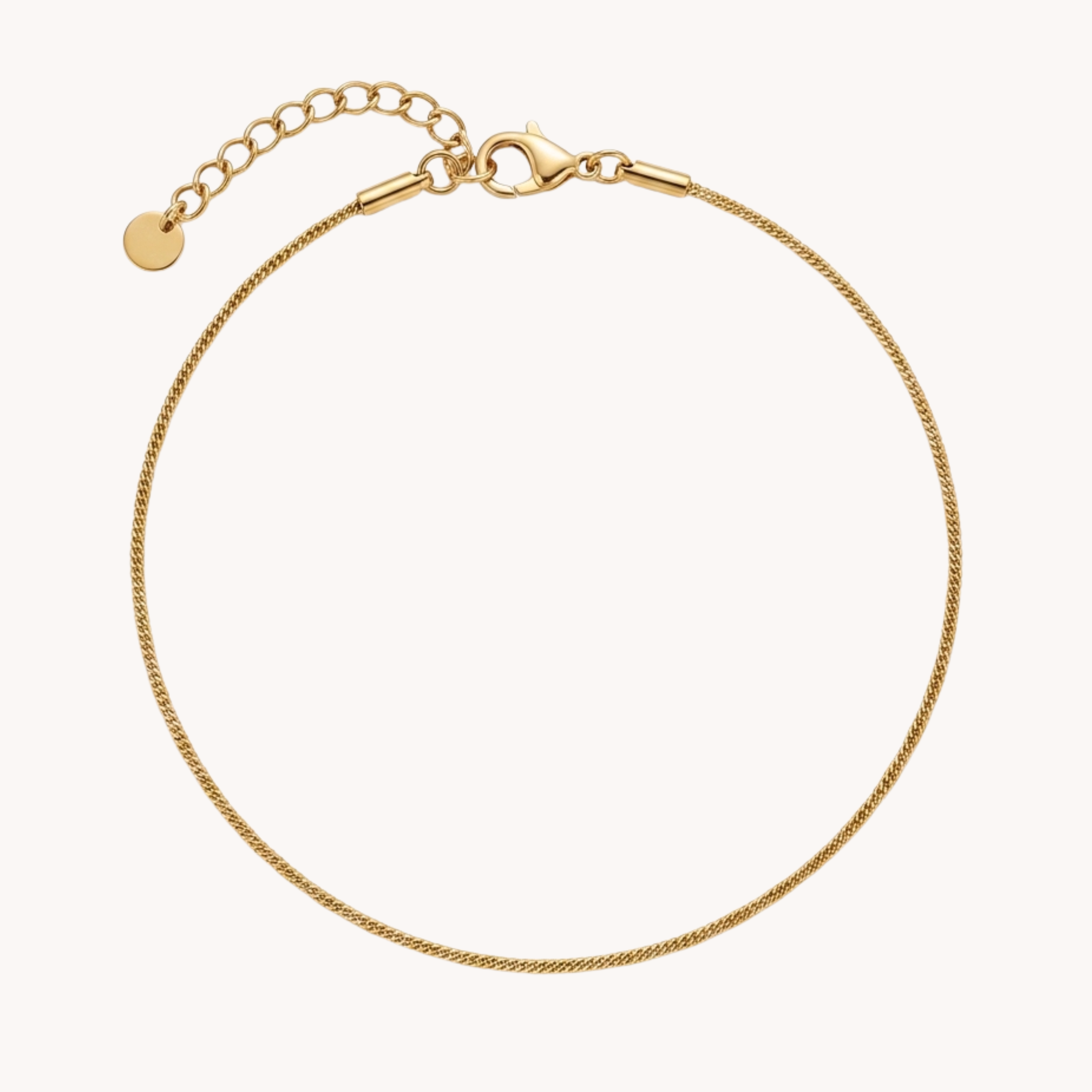Cavigliera Catena Sottile Snake Glide VANDEM in acciaio oro, cavigliera da donna a catena maglia serpente lucida a specchio