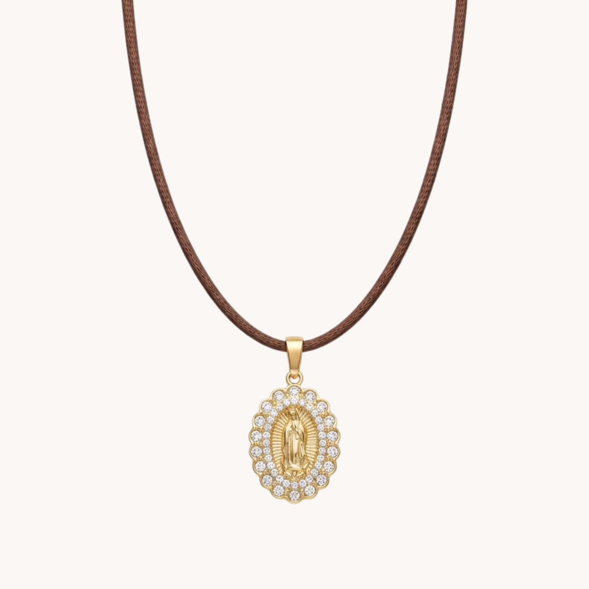 Choker Filo Satinato con Medaglia Madonna e Zirconi - VANDEM