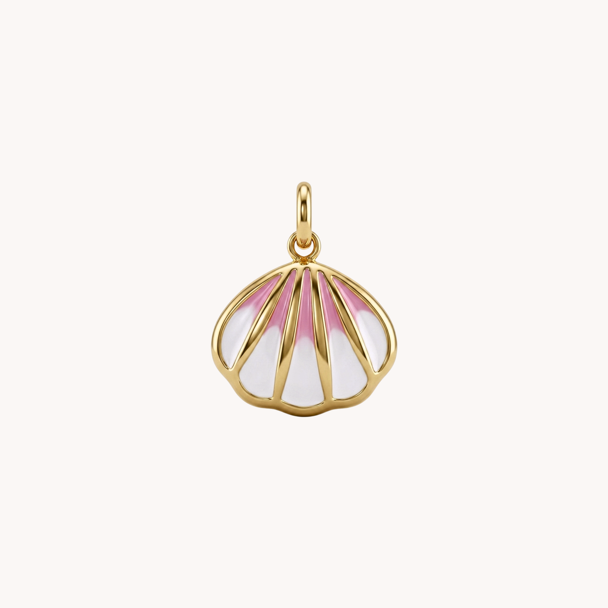 Ciondolo conchiglia smaltata bianca e rosa Flamingo Shell - VANDEM