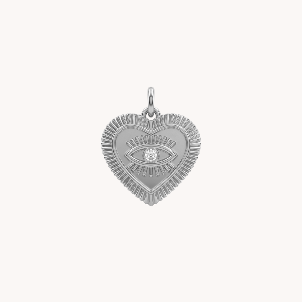 Ciondolo cuore ex voto con occhio e zircone Evil Eye argento - VANDEM