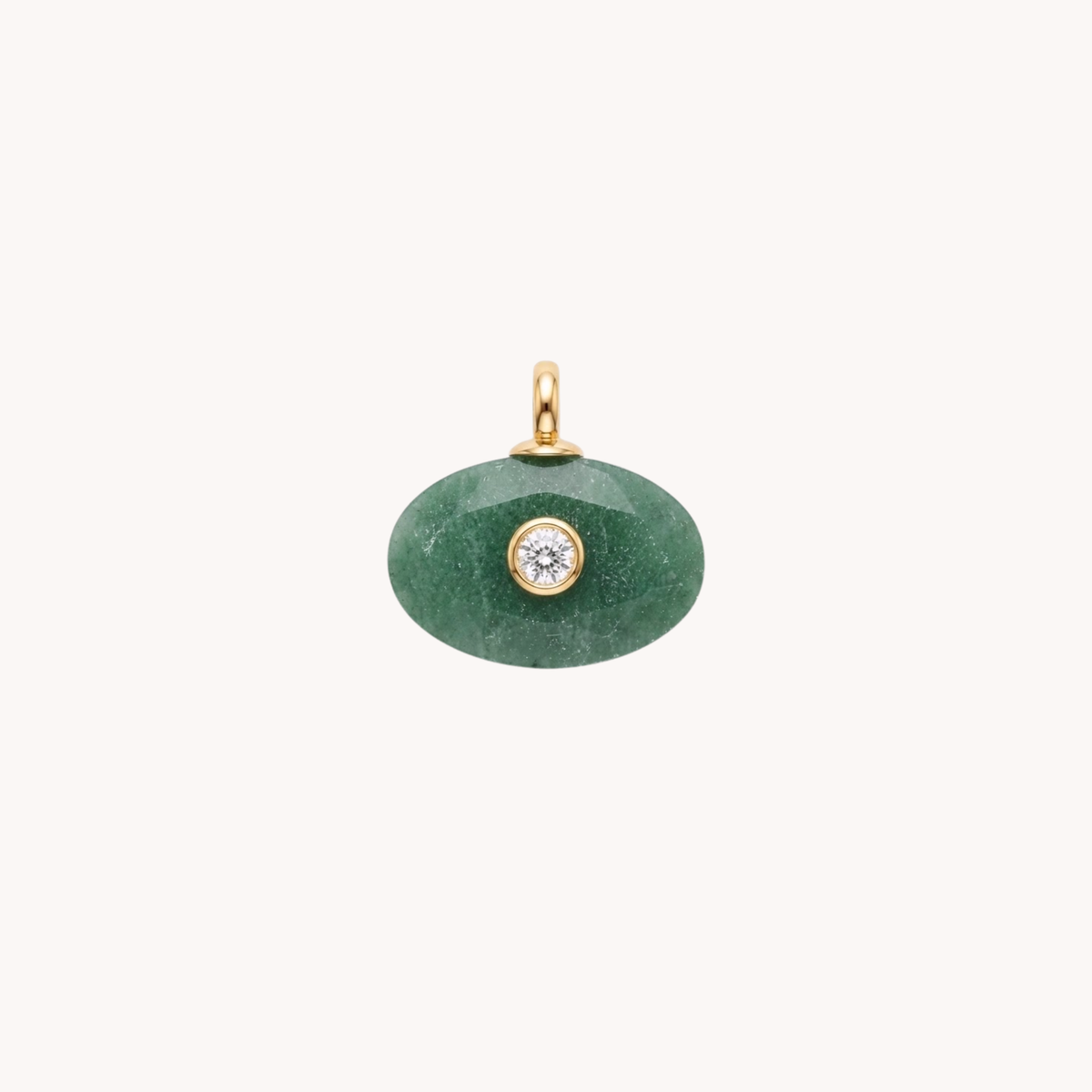 Ciondolo in giada africana verde con zircone e gancio dorato - VANDEM