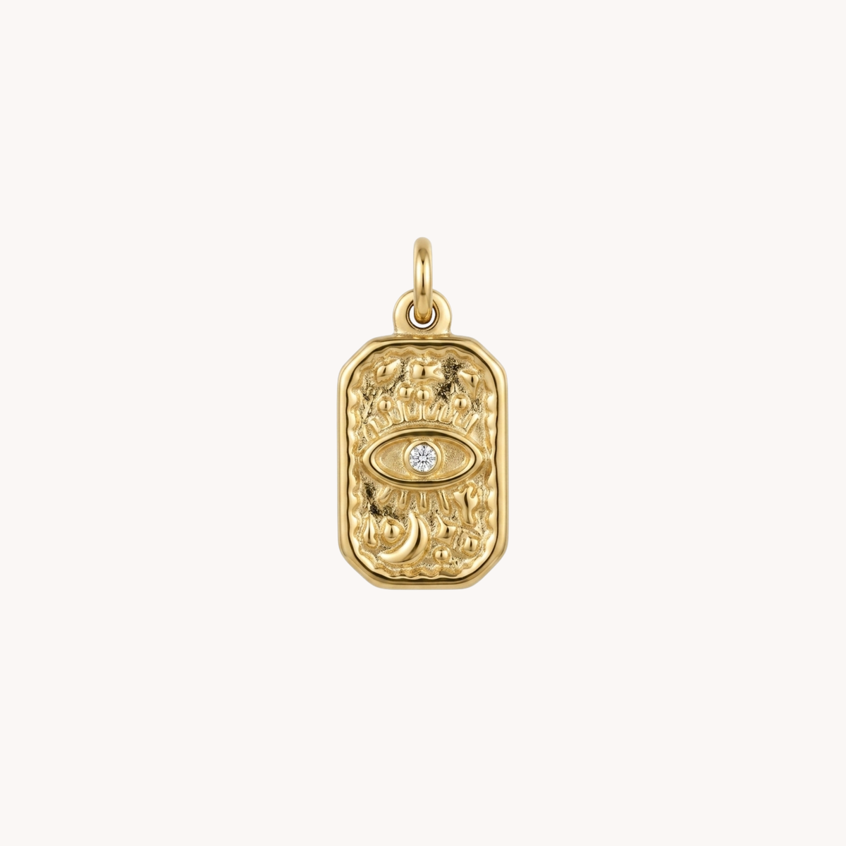 Ciondolo piastrina martellata con occhio e zircone Amulet Eye - VANDEM