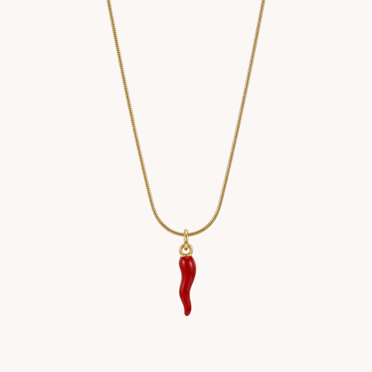 Collana Cornetto Portafortuna Smaltato Rosso oro - VANDEM