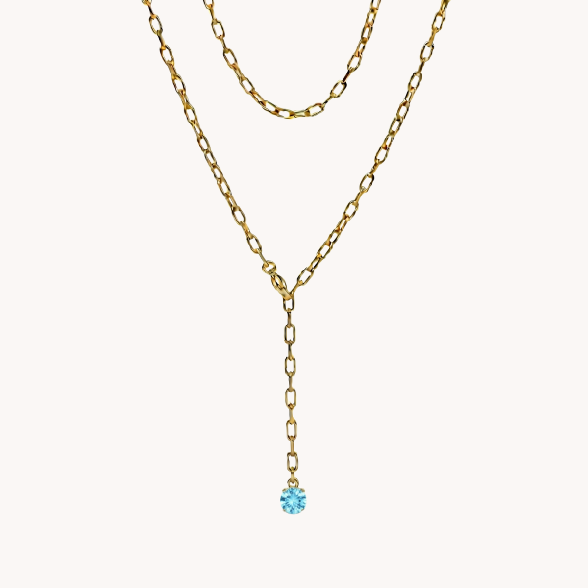 Collana Link Drop con Punto Luce Colorato blu - VANDEM